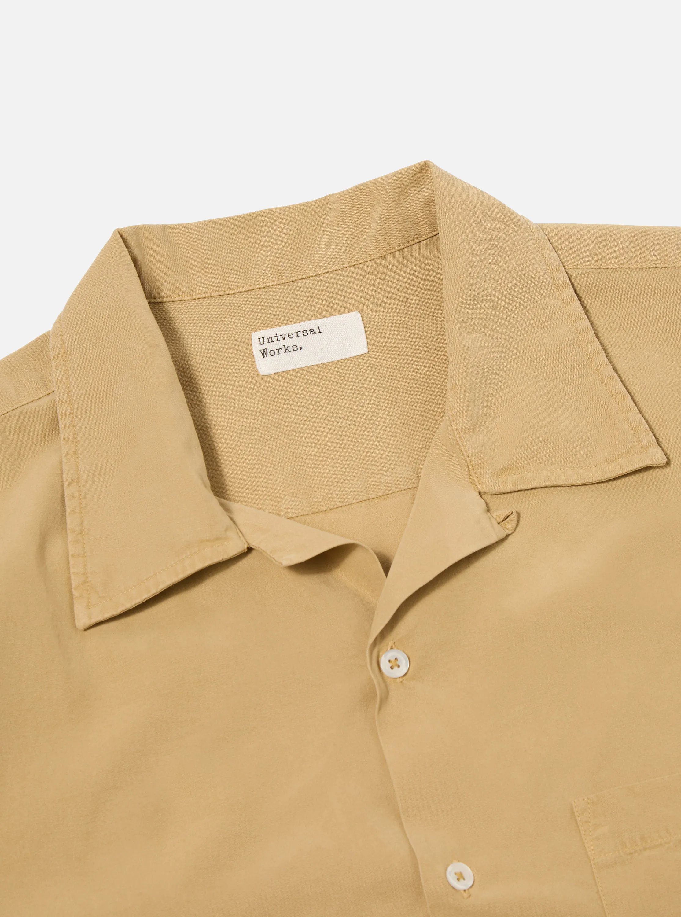 Universal Works Camp Shirt in Dark Sand Gardenia Lycot