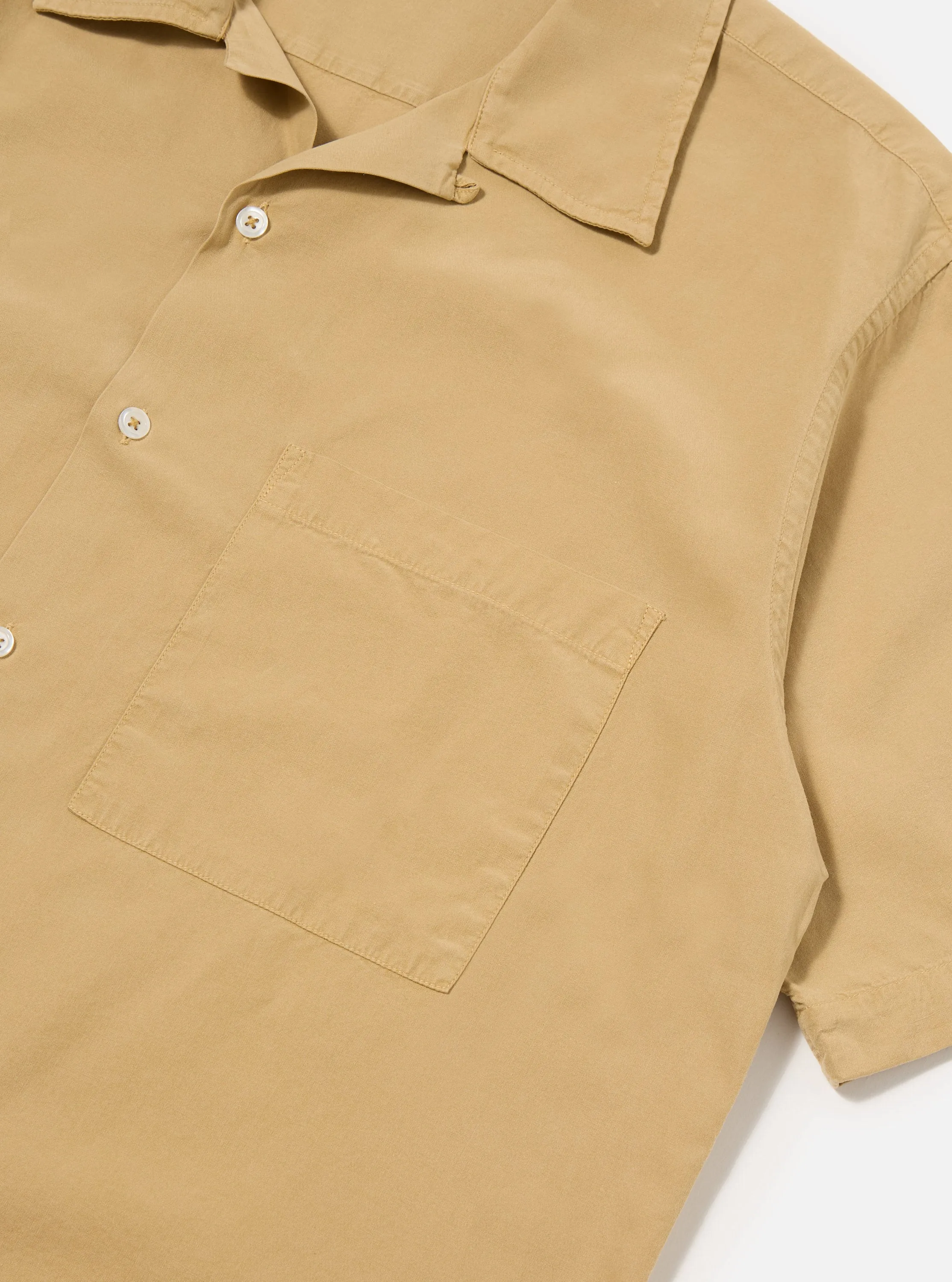 Universal Works Camp Shirt in Dark Sand Gardenia Lycot