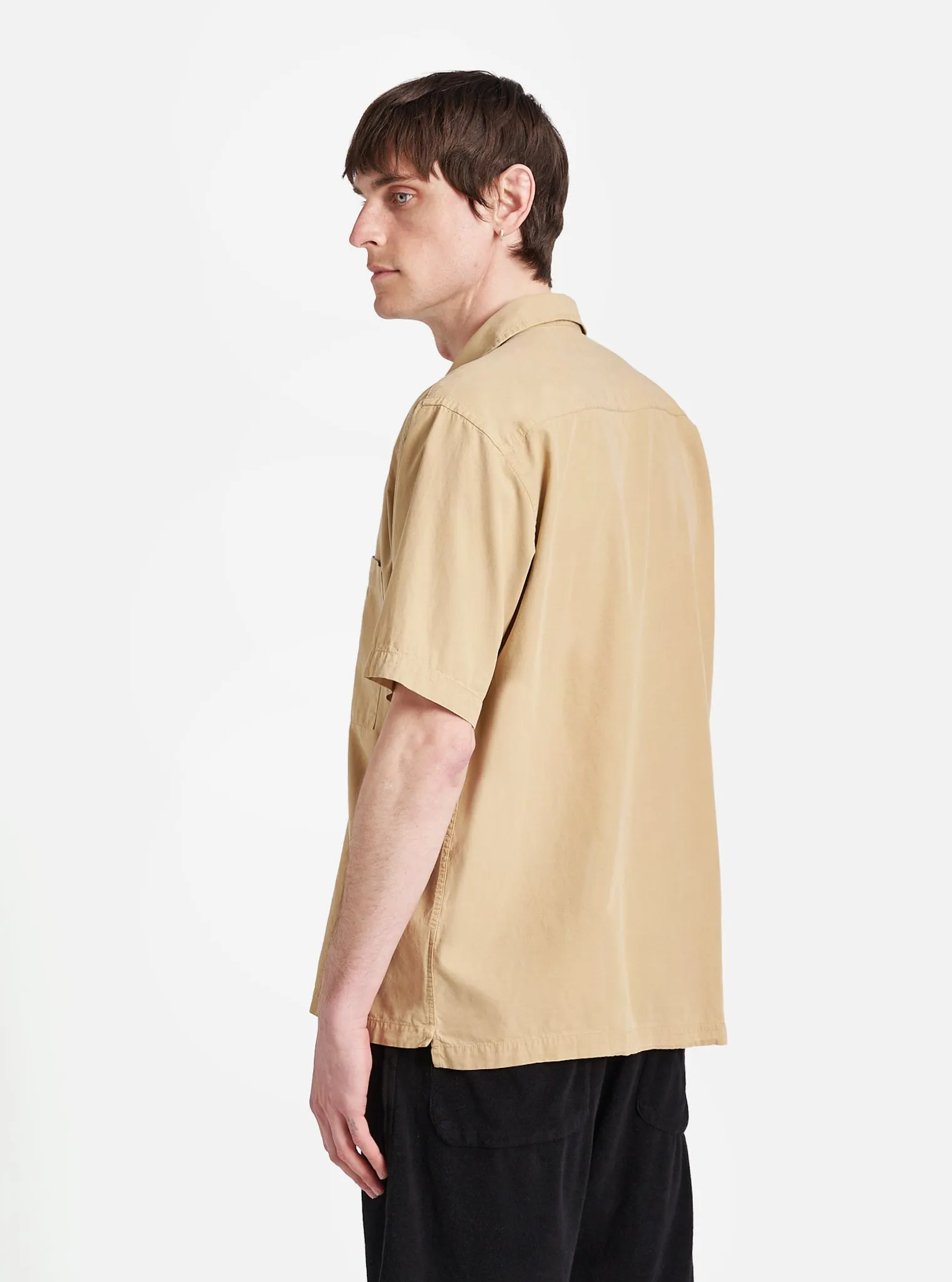 Universal Works Camp Shirt in Dark Sand Gardenia Lycot