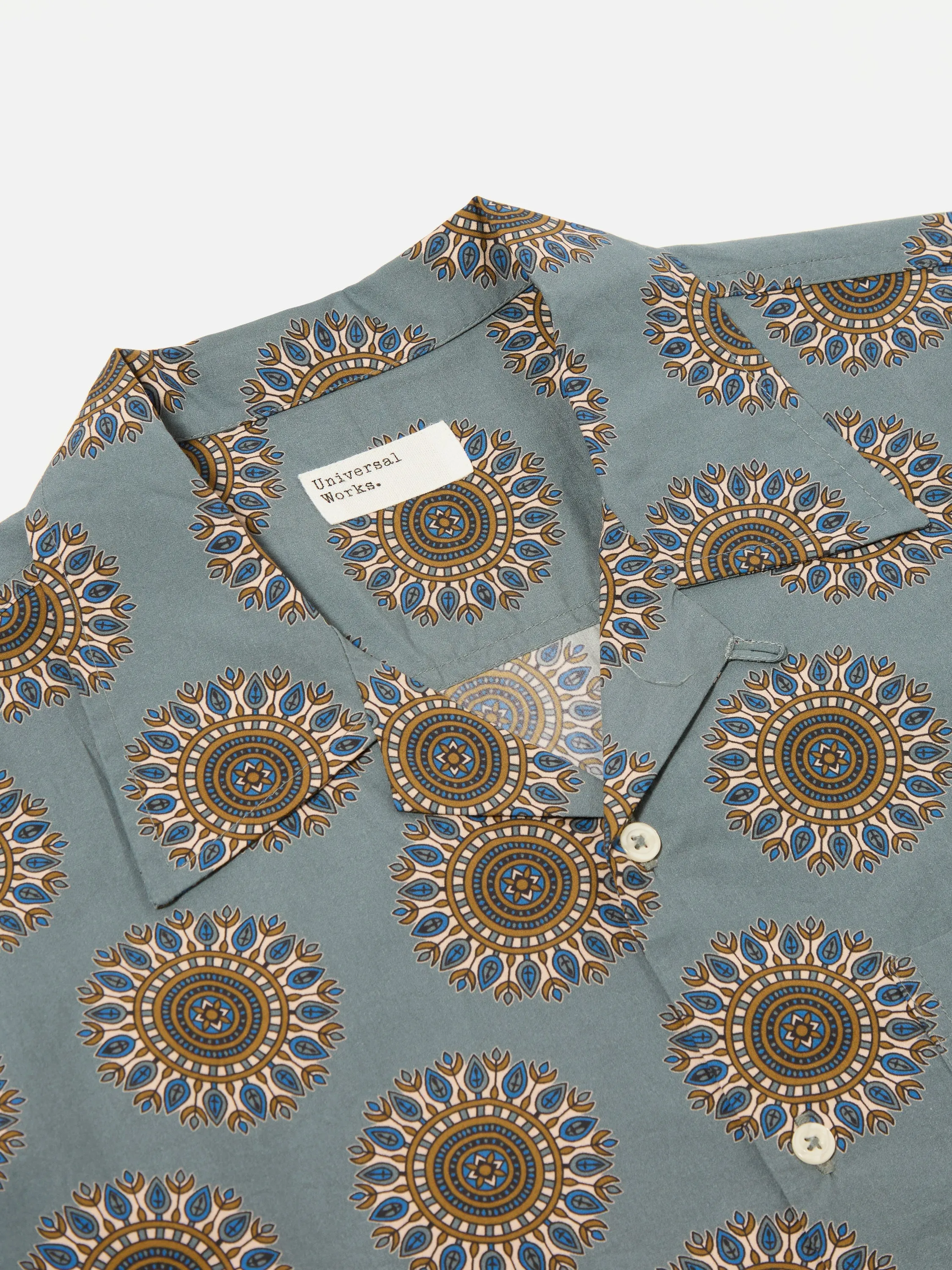 Universal Works Camp Shirt in Smoke Blue Regal Print