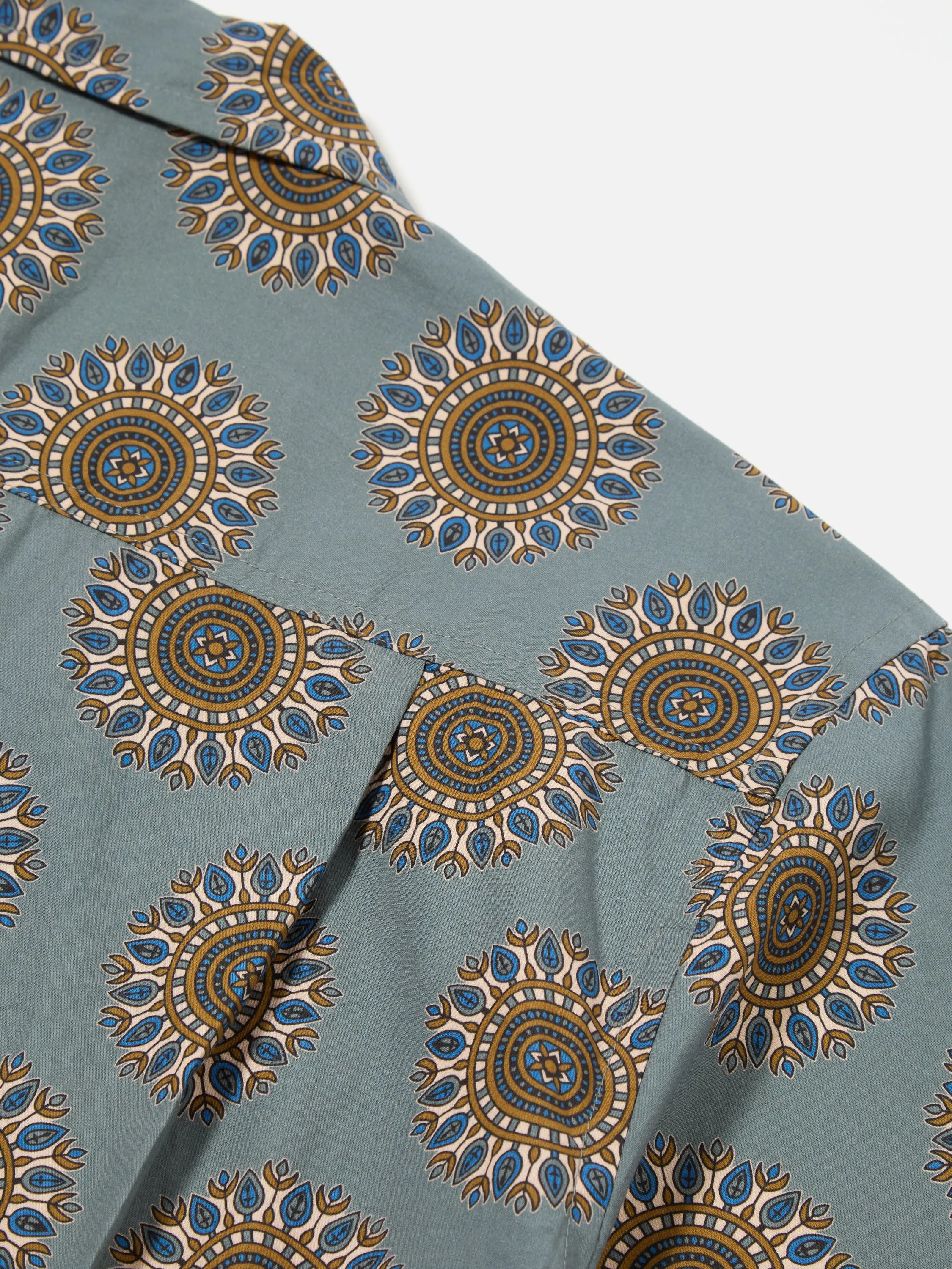 Universal Works Camp Shirt in Smoke Blue Regal Print