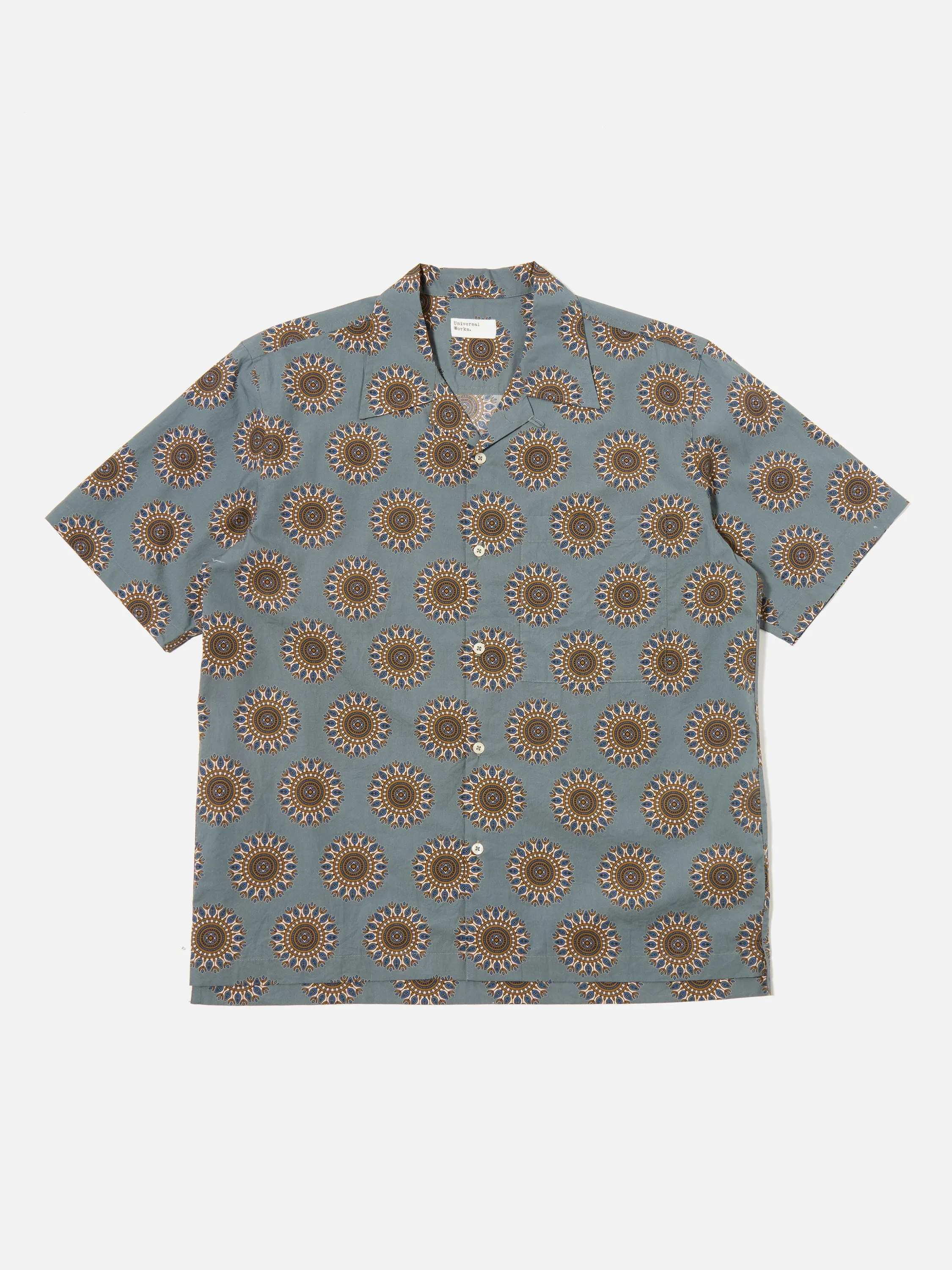 Universal Works Camp Shirt in Smoke Blue Regal Print