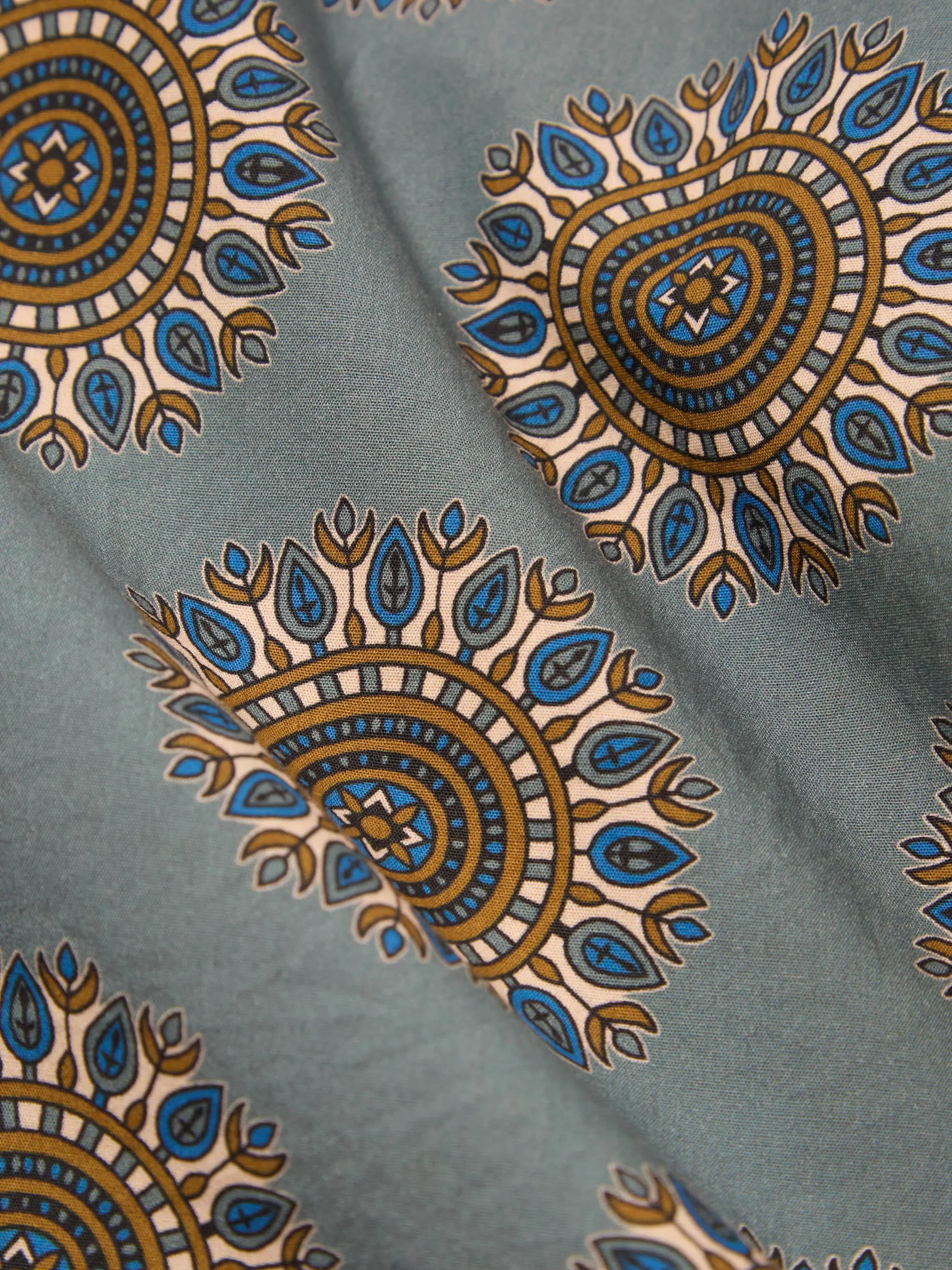 Universal Works Camp Shirt in Smoke Blue Regal Print