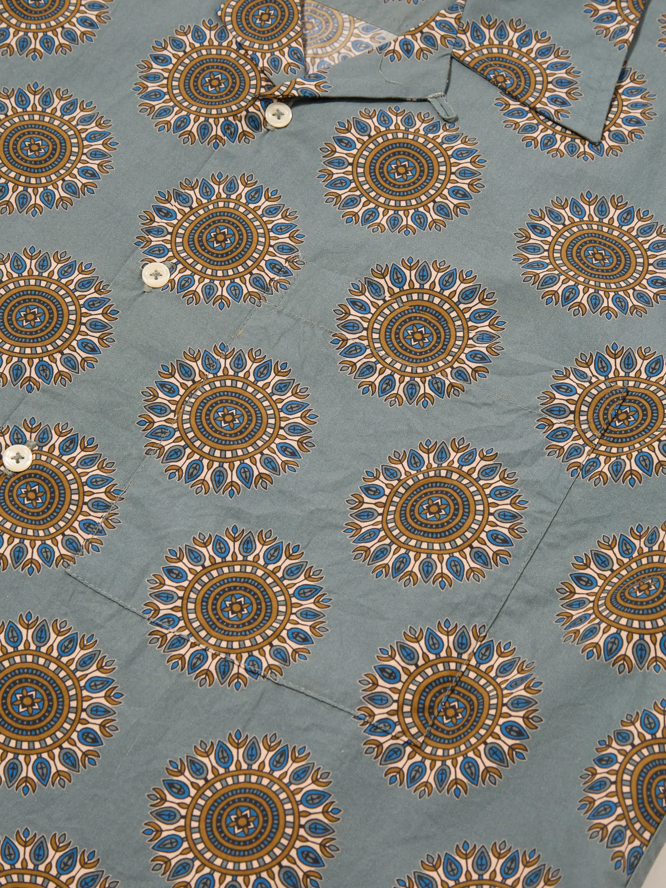 Universal Works Camp Shirt in Smoke Blue Regal Print