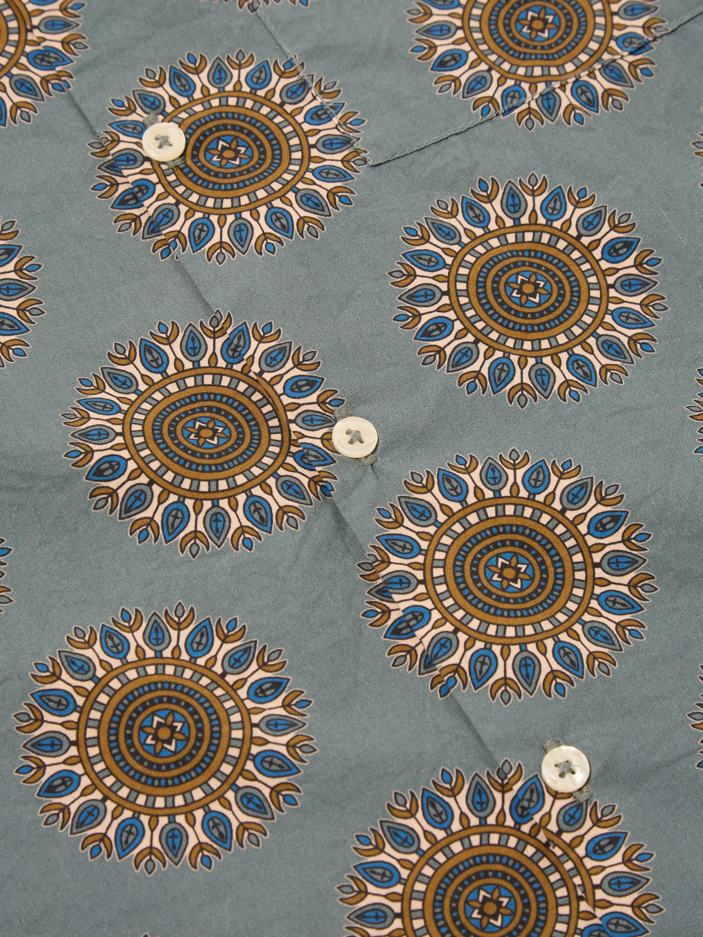 Universal Works Camp Shirt in Smoke Blue Regal Print