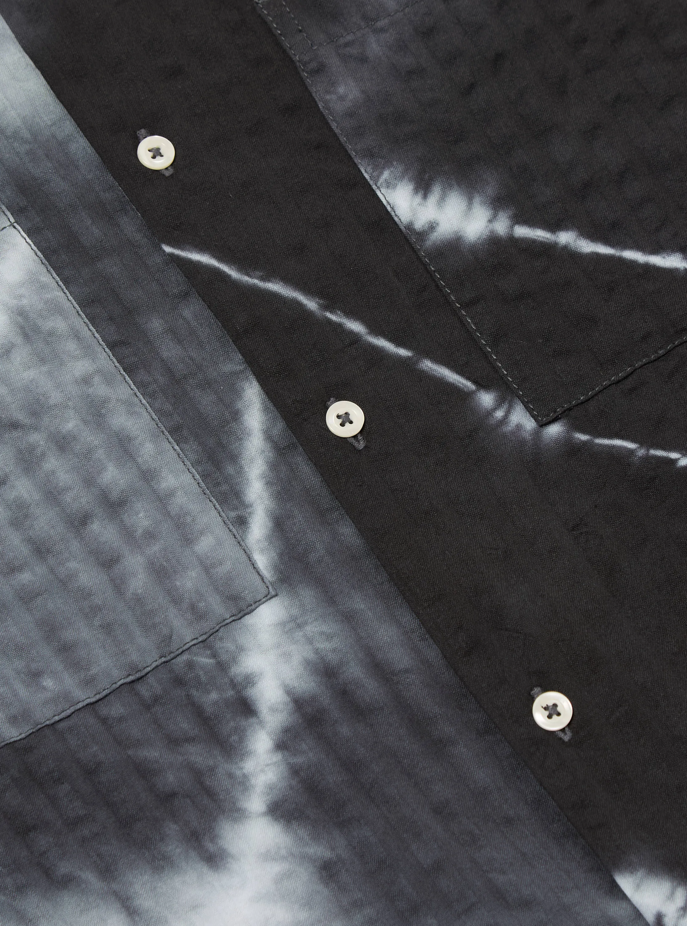 Universal Works Camper Shirt in Charcoal Tie N Dye Seersucker