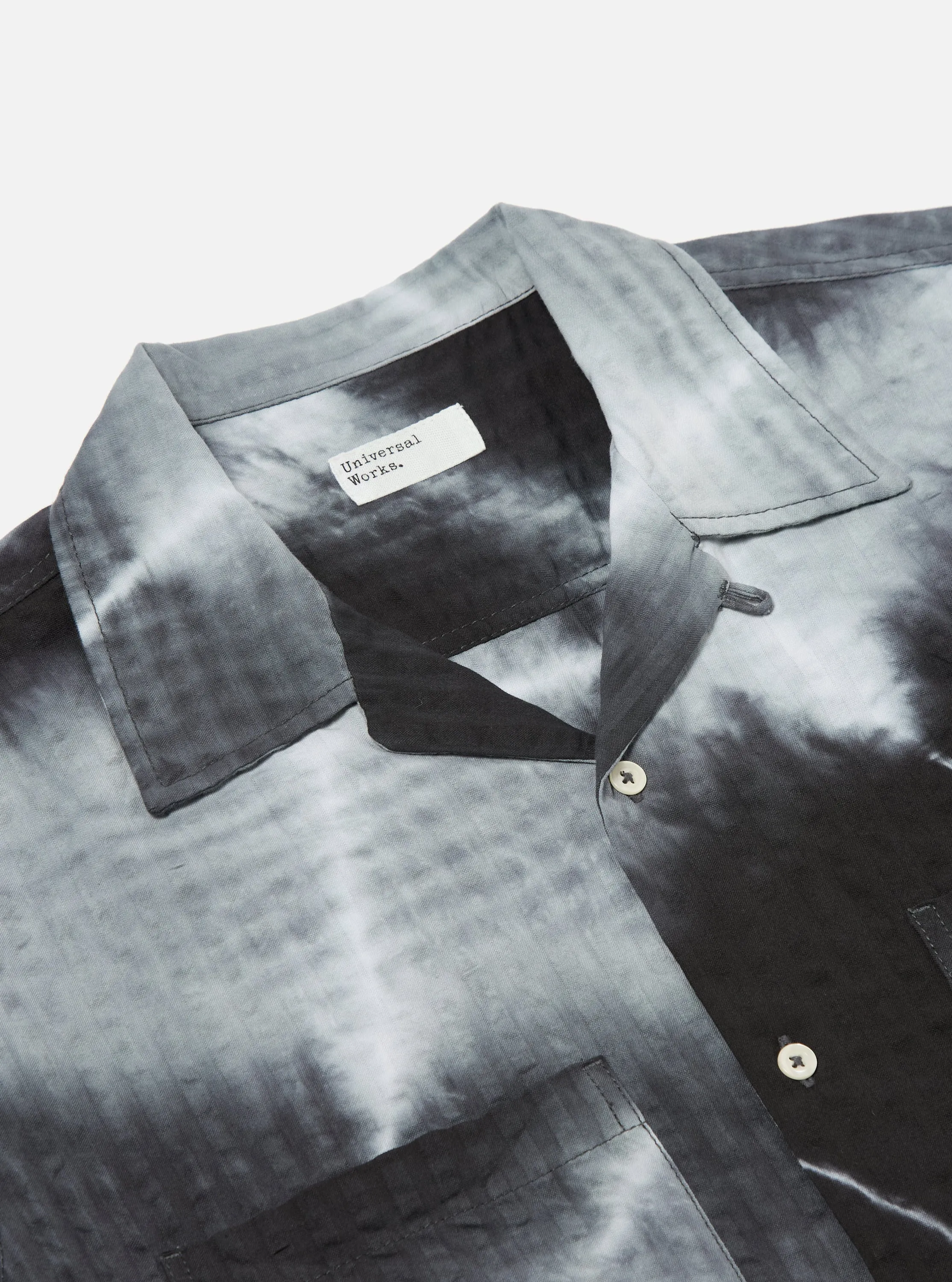Universal Works Camper Shirt in Charcoal Tie N Dye Seersucker