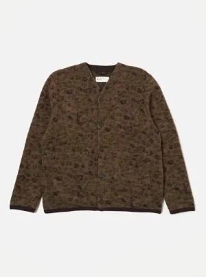Universal Works Cardigan in Brown Camo Leopard ll Fleece