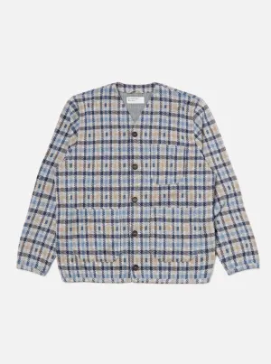 Universal Works Cardigan in Brown/Blue Summer Check