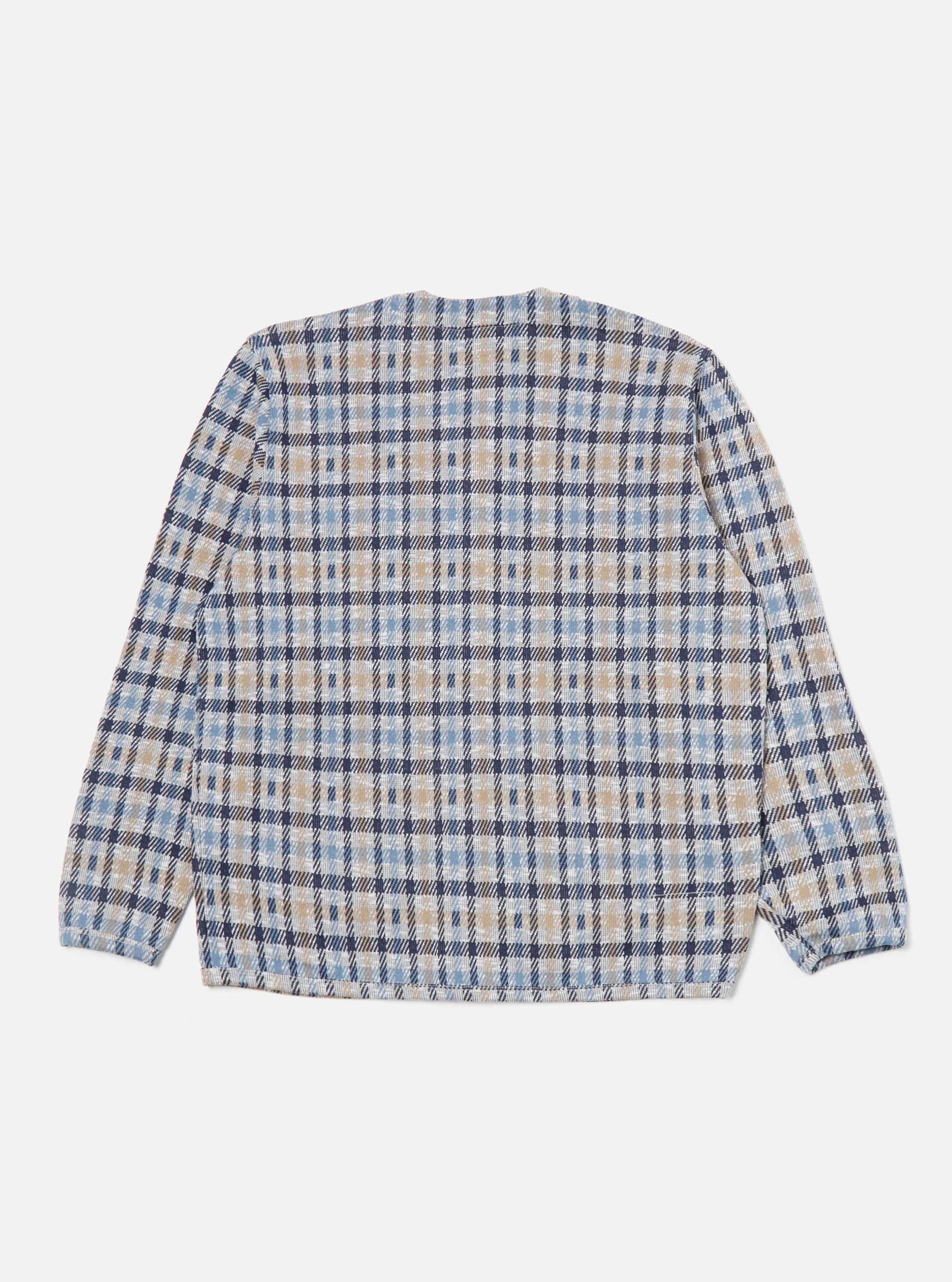 Universal Works Cardigan in Brown/Blue Summer Check