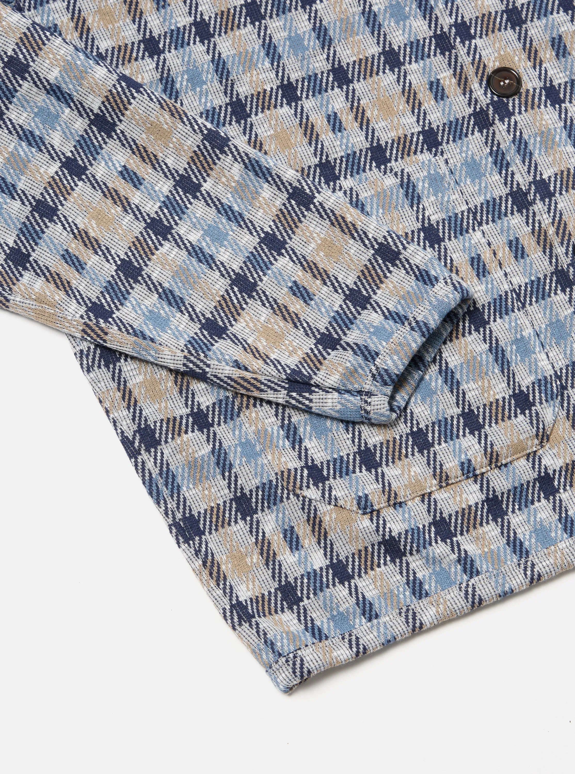 Universal Works Cardigan in Brown/Blue Summer Check