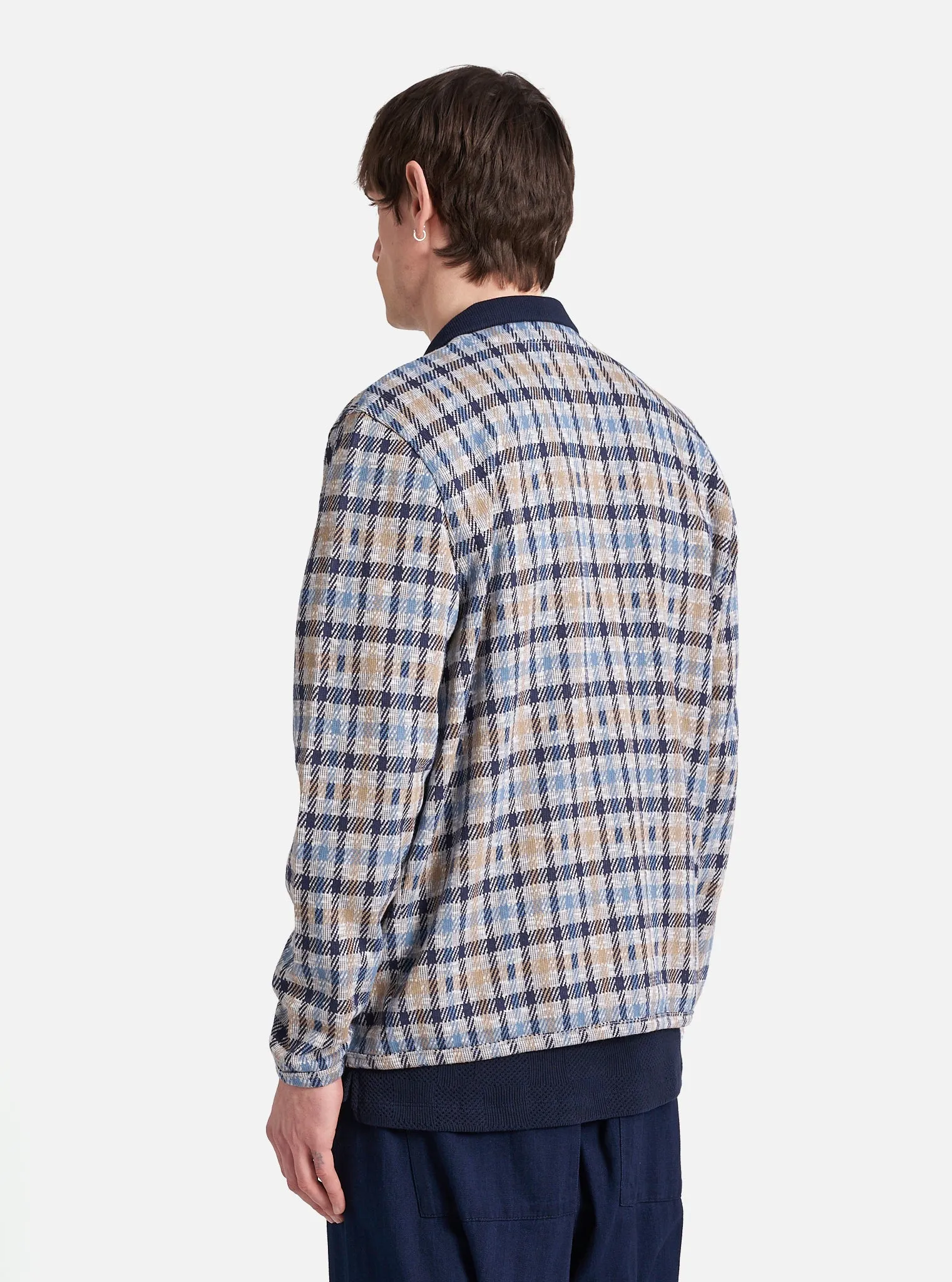 Universal Works Cardigan in Brown/Blue Summer Check