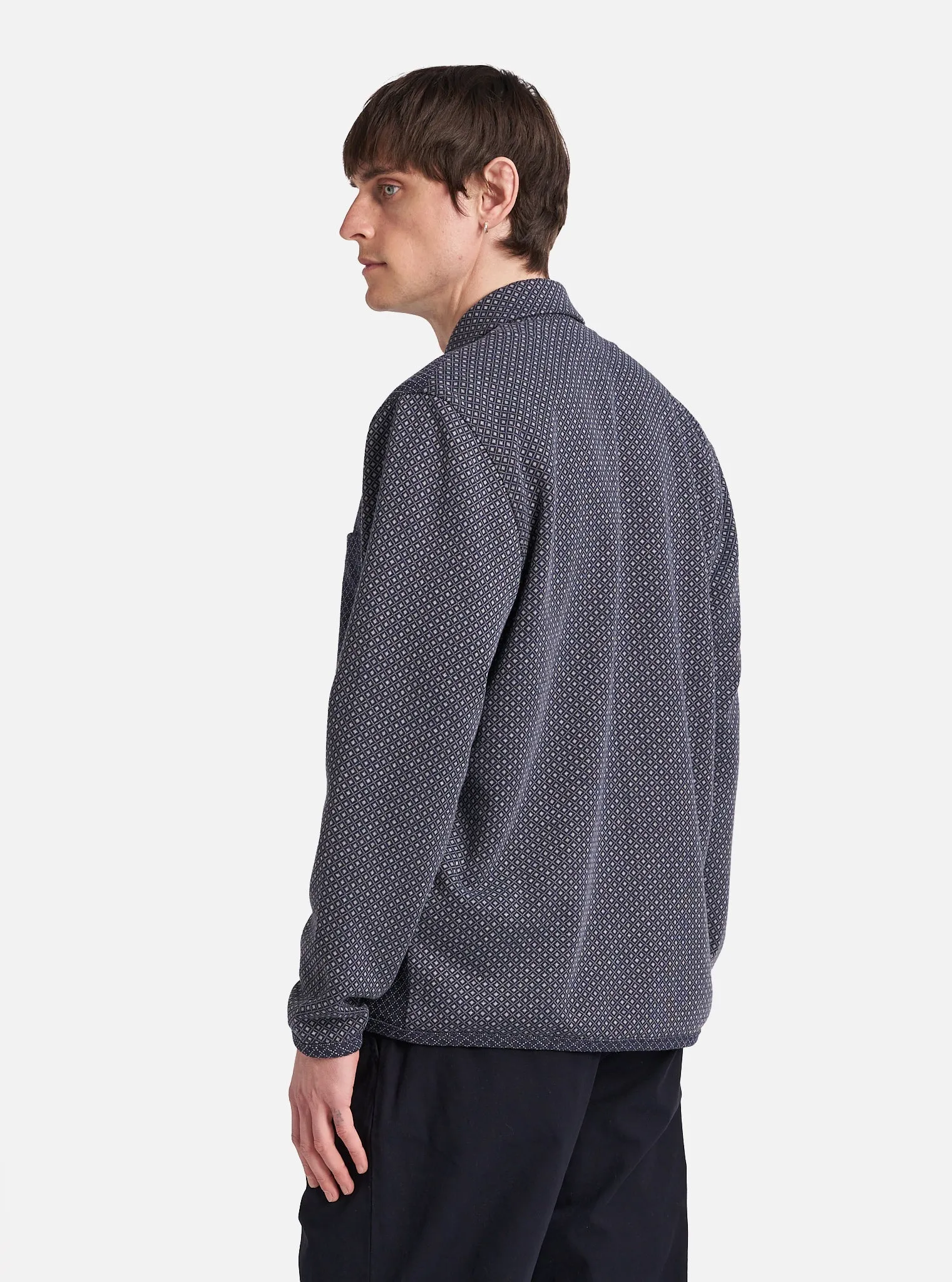 Universal Works Cardigan in Navy Cotton Mix Fleece