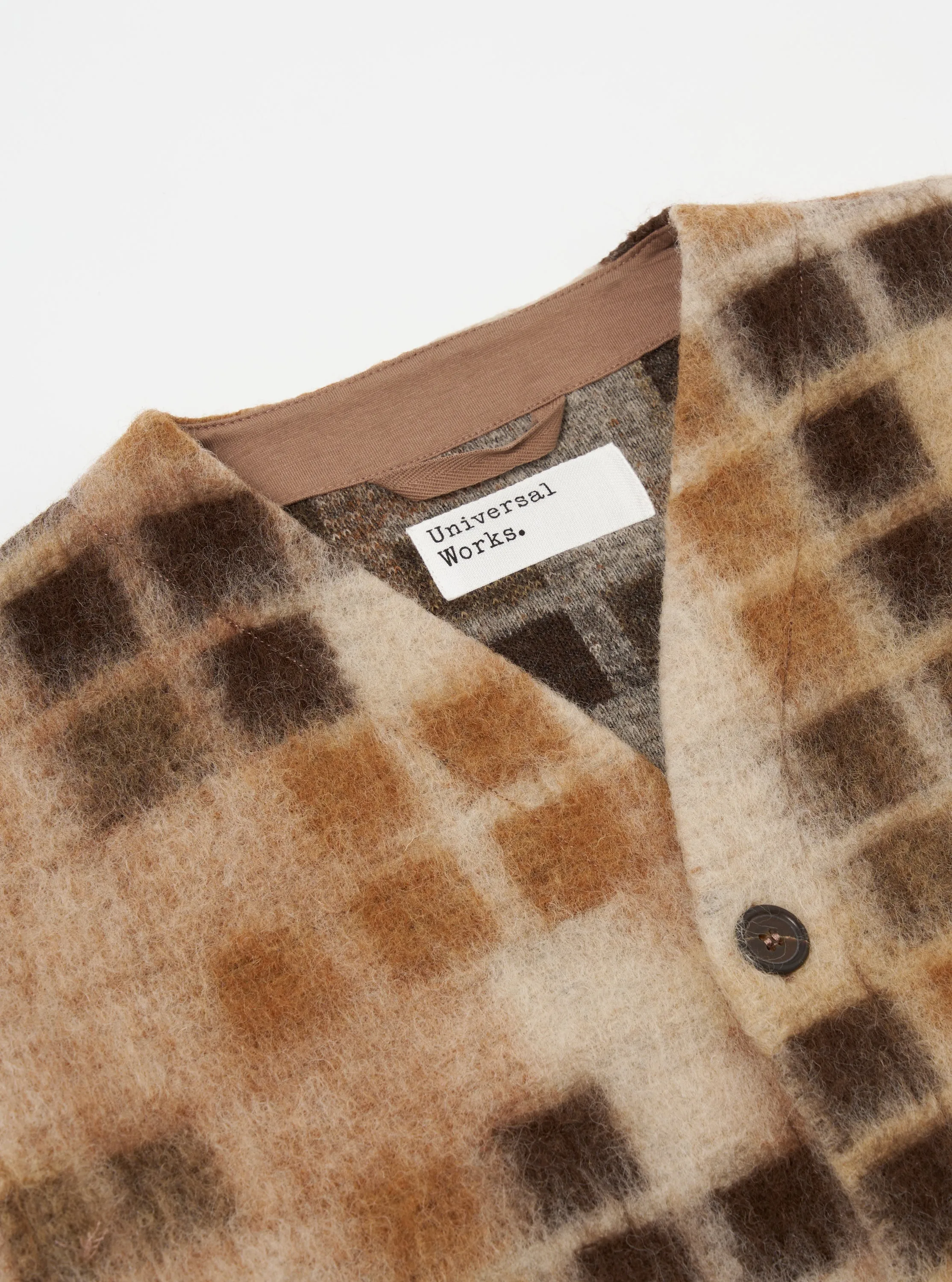 Universal Works Cardigan in Sand Mosaic Fleece