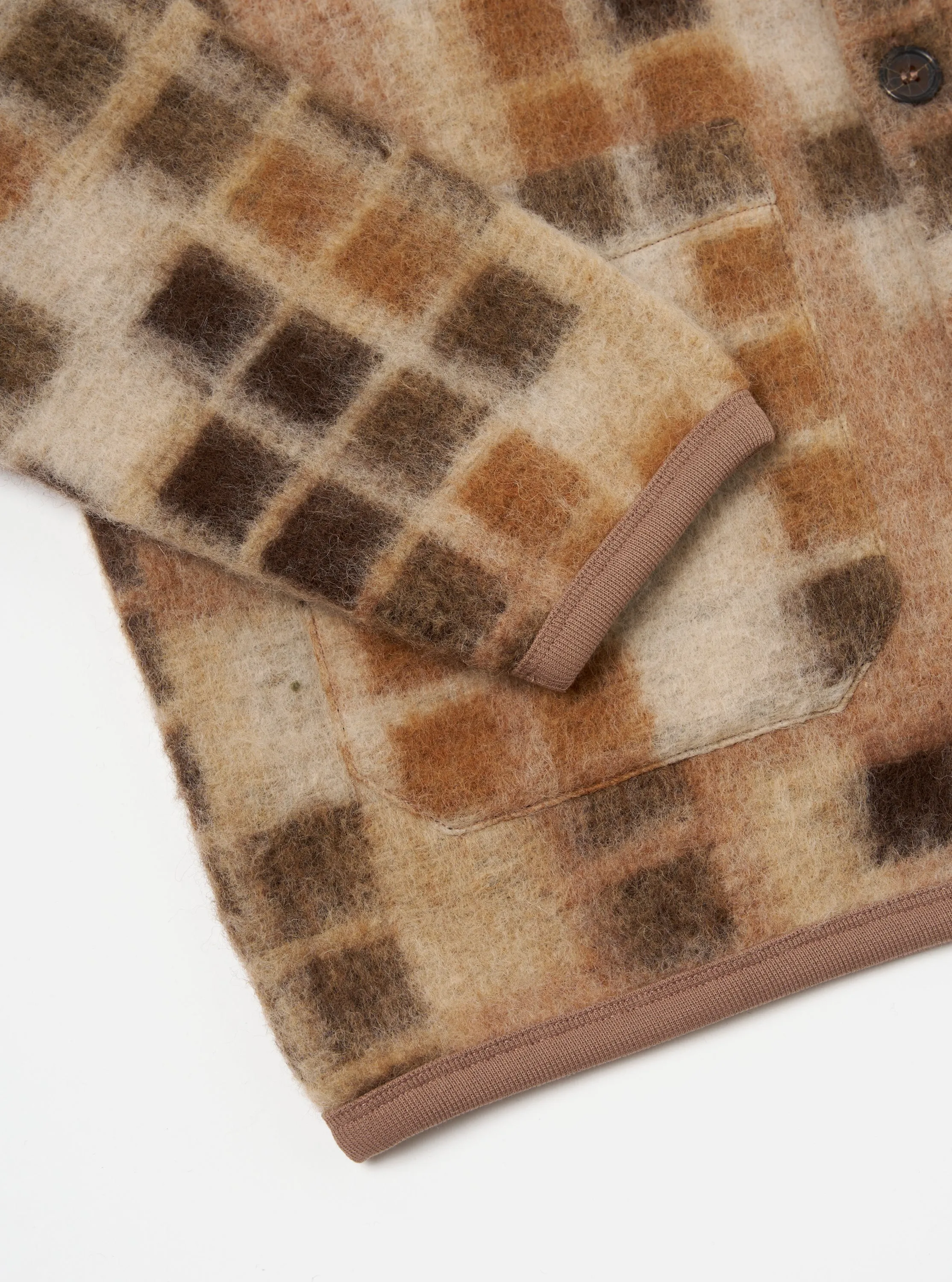 Universal Works Cardigan in Sand Mosaic Fleece