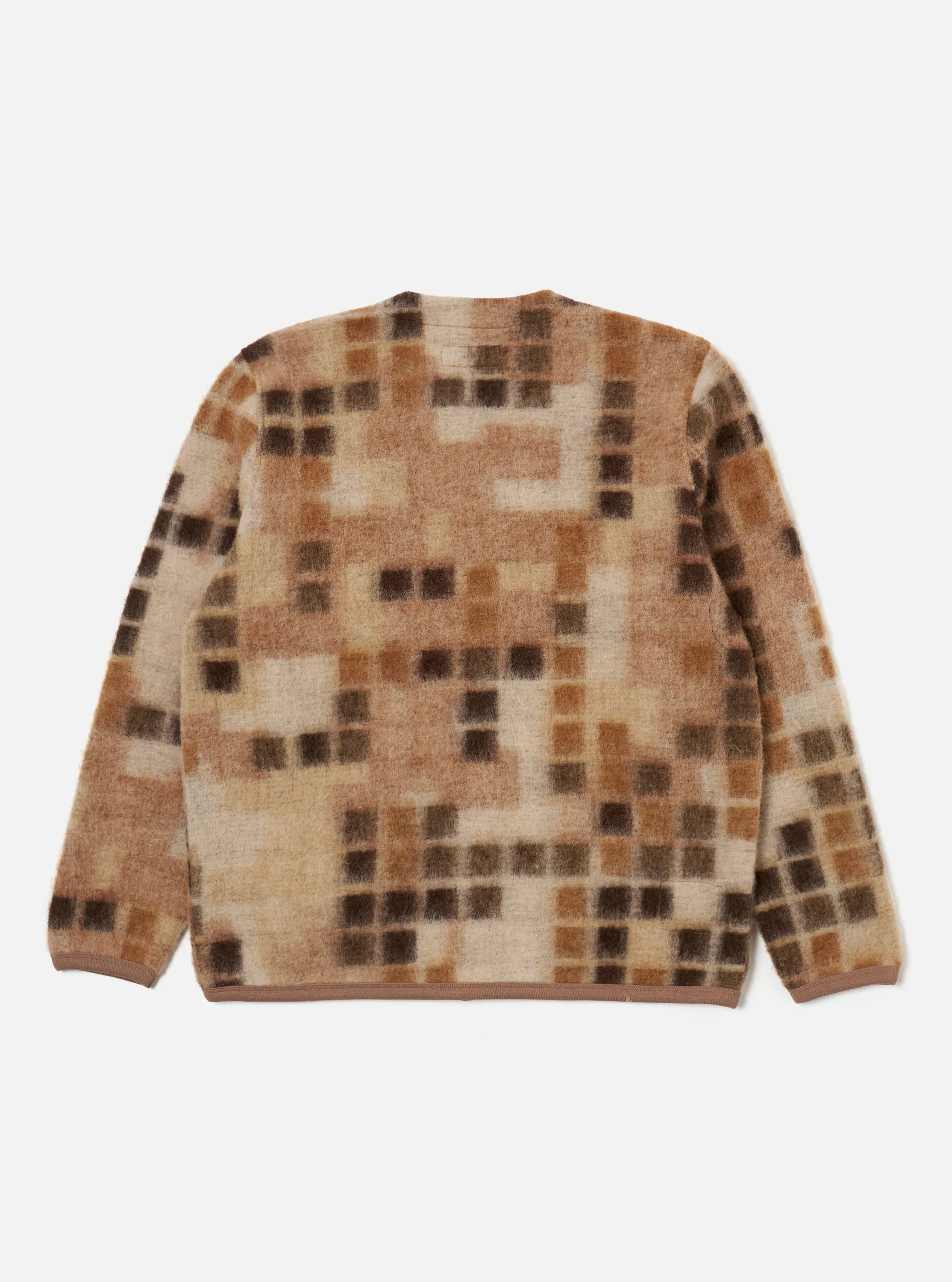 Universal Works Cardigan in Sand Mosaic Fleece