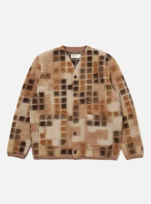 Universal Works Cardigan in Sand Mosaic Fleece