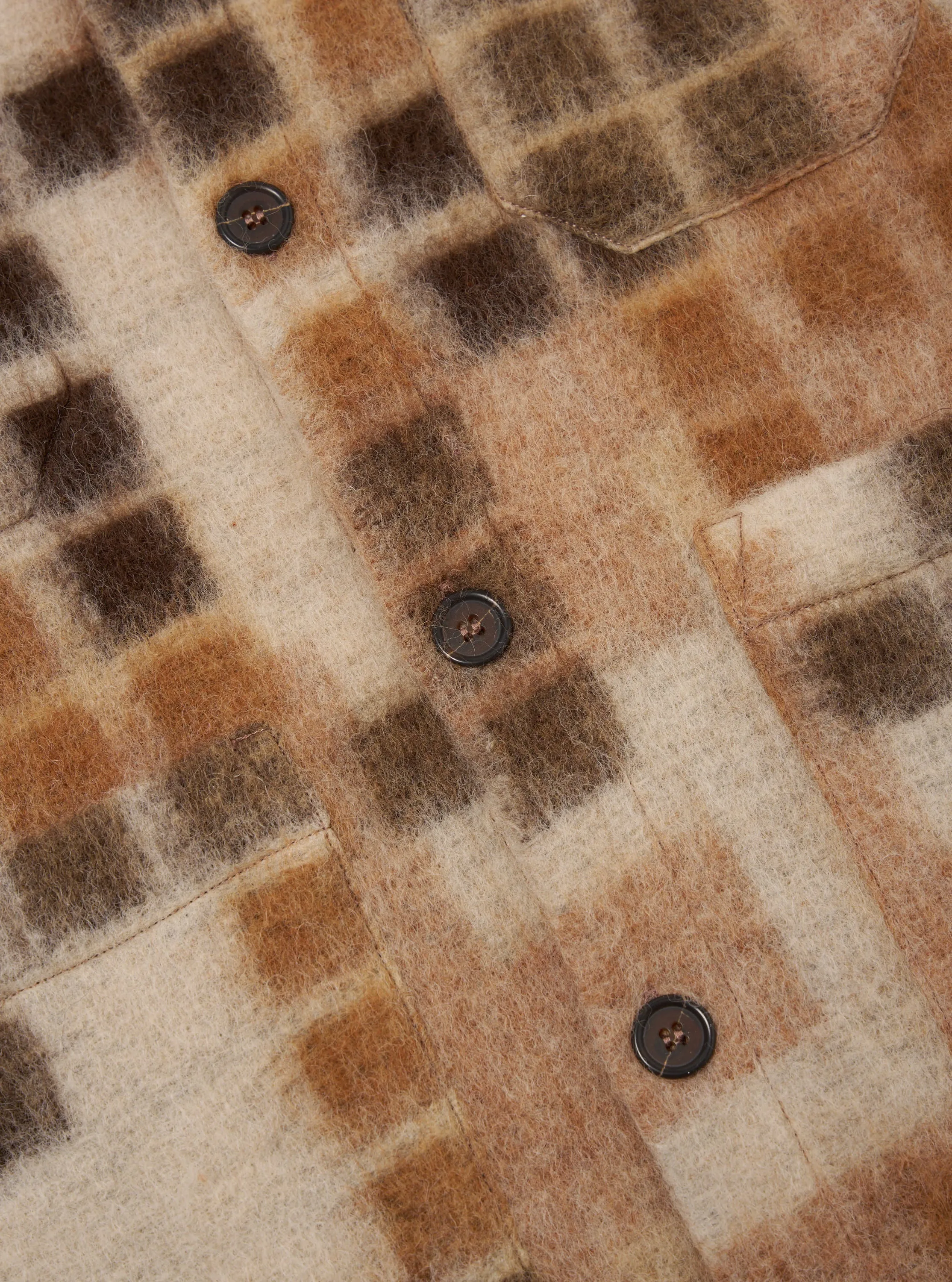 Universal Works Cardigan in Sand Mosaic Fleece