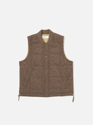 Universal Works Carlton Gilet in Sand Leopard Recycled Polytech