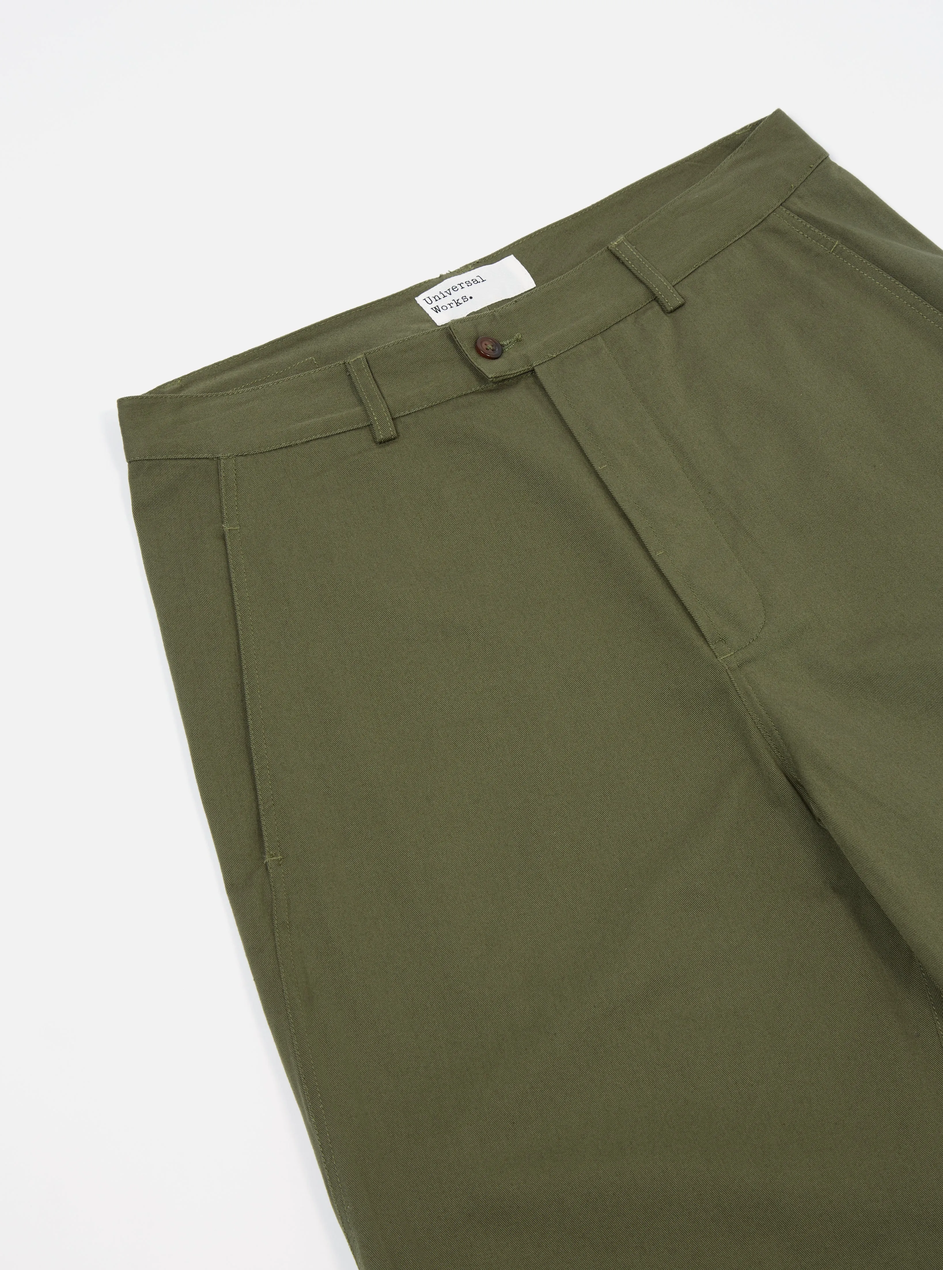 Universal Works Curved Pant in Light Olive Twill