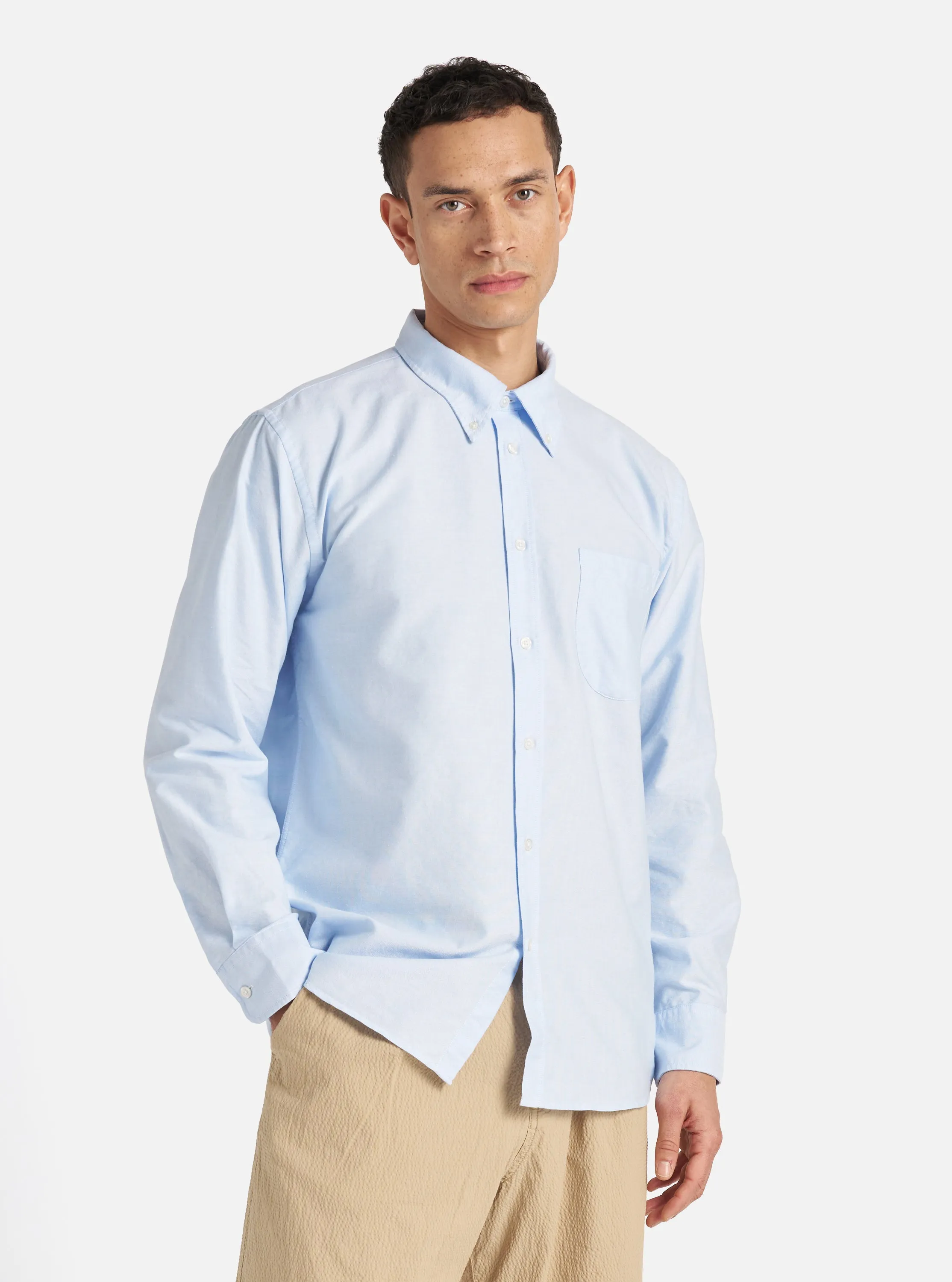 Universal Works Daybrook Shirt in Blue Oxford