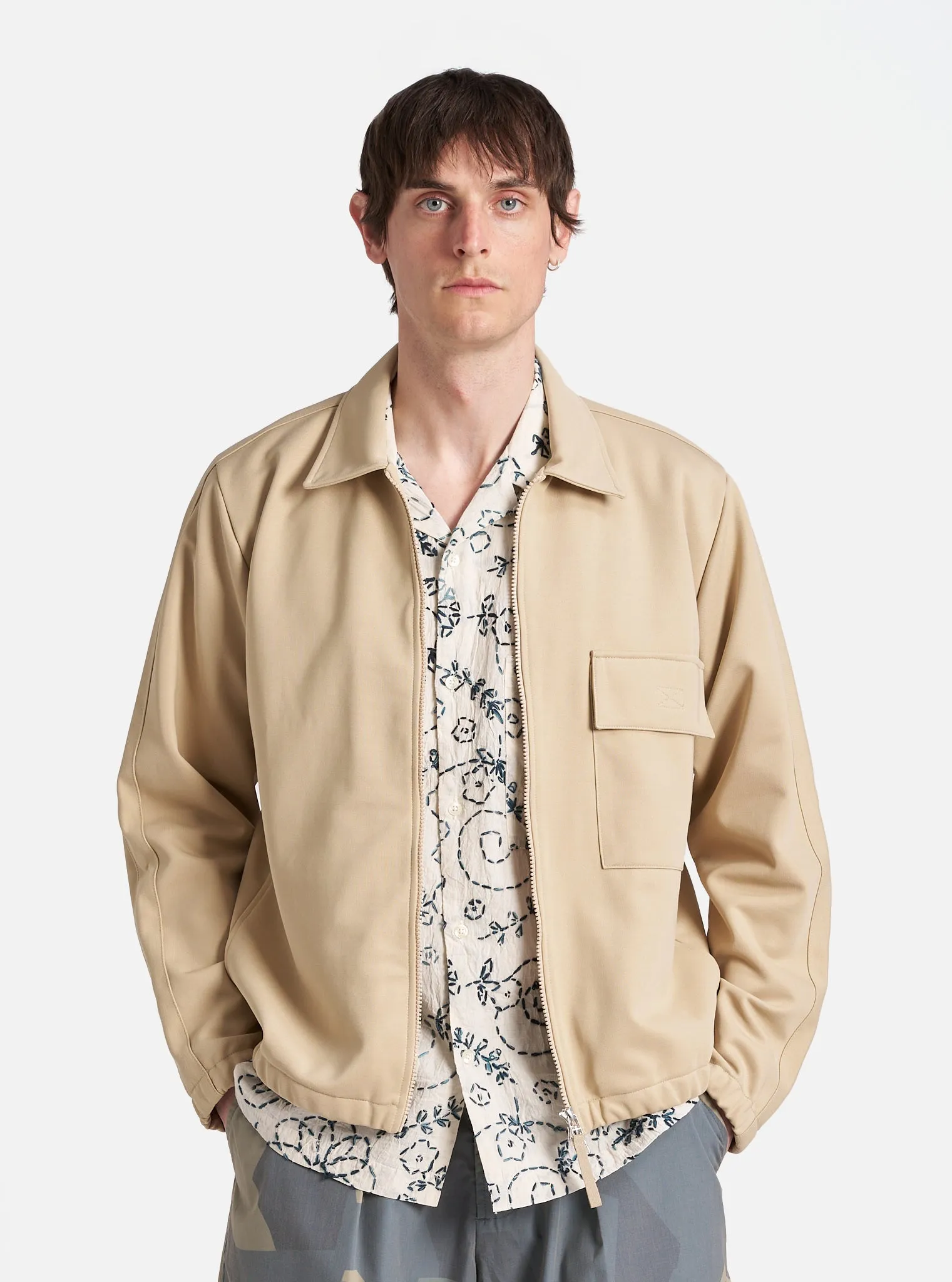 Universal Works Denis Track Top in Sand Recycled Poly Organic Cotton