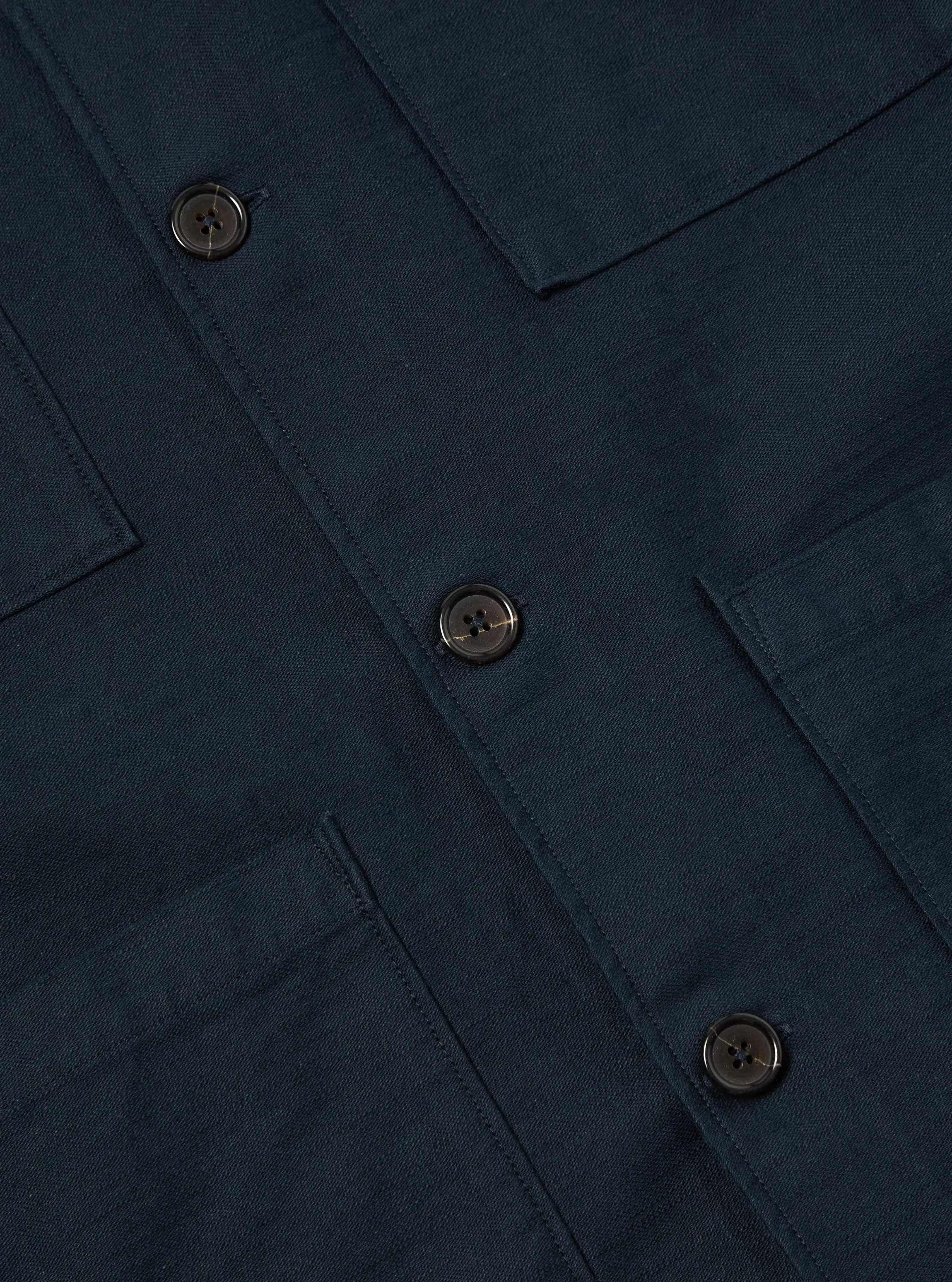 Universal Works Dockside Jacket in Navy Slub Sateen