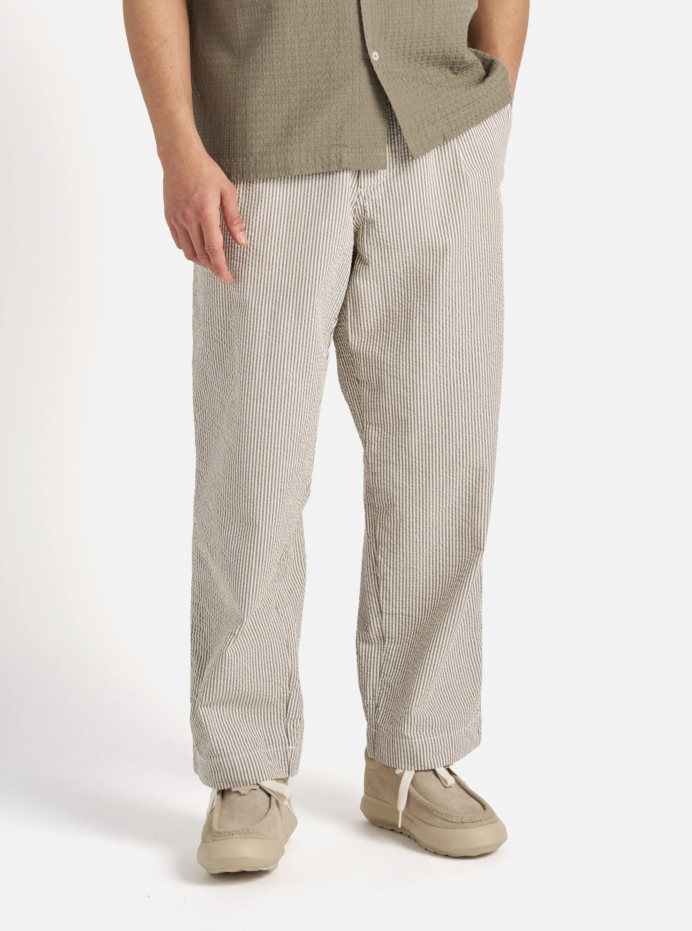 Universal Works Duke Pant in Grey Derby Stripe