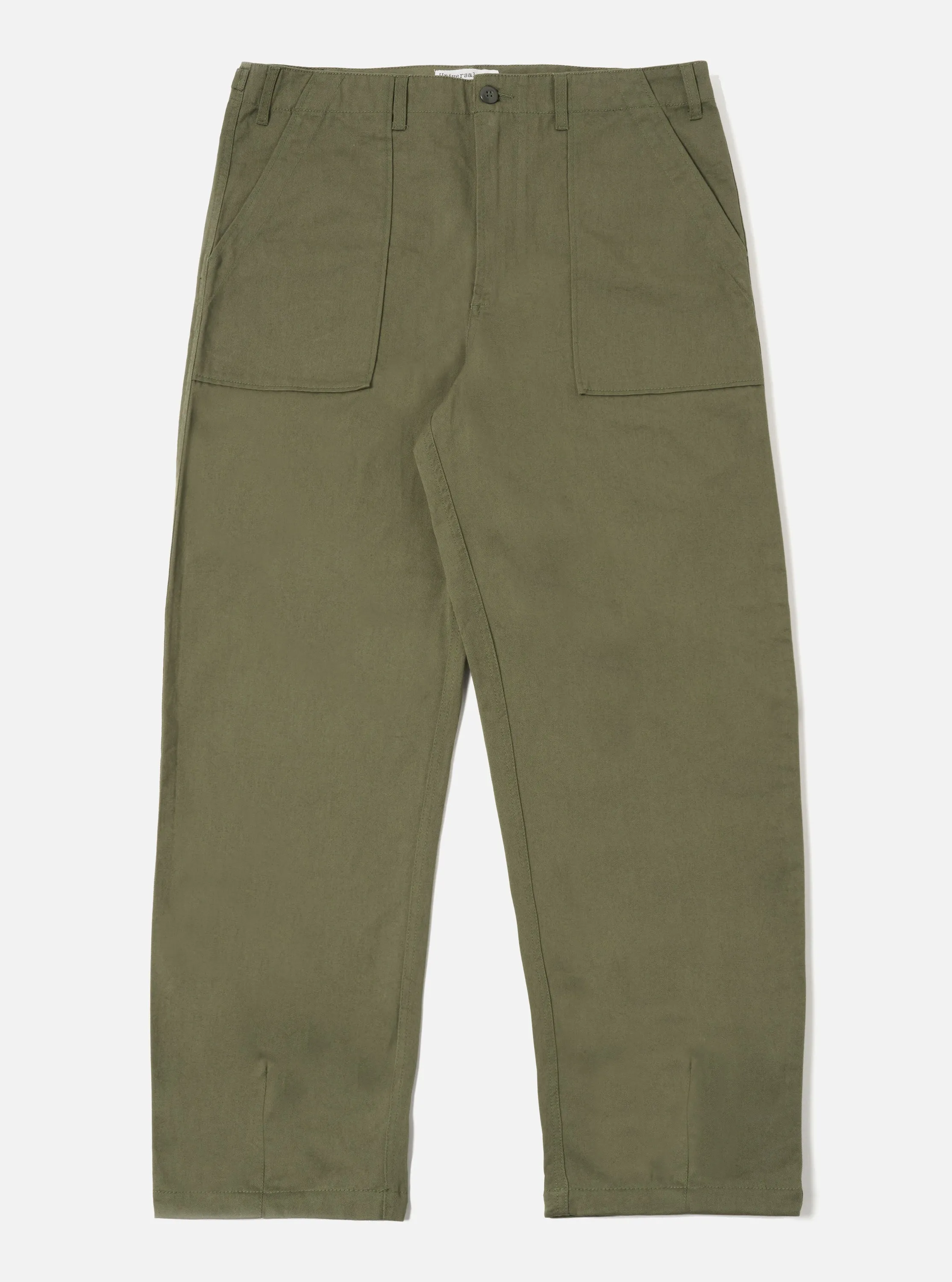 Universal Works Fatigue Pant in Light Olive Twill
