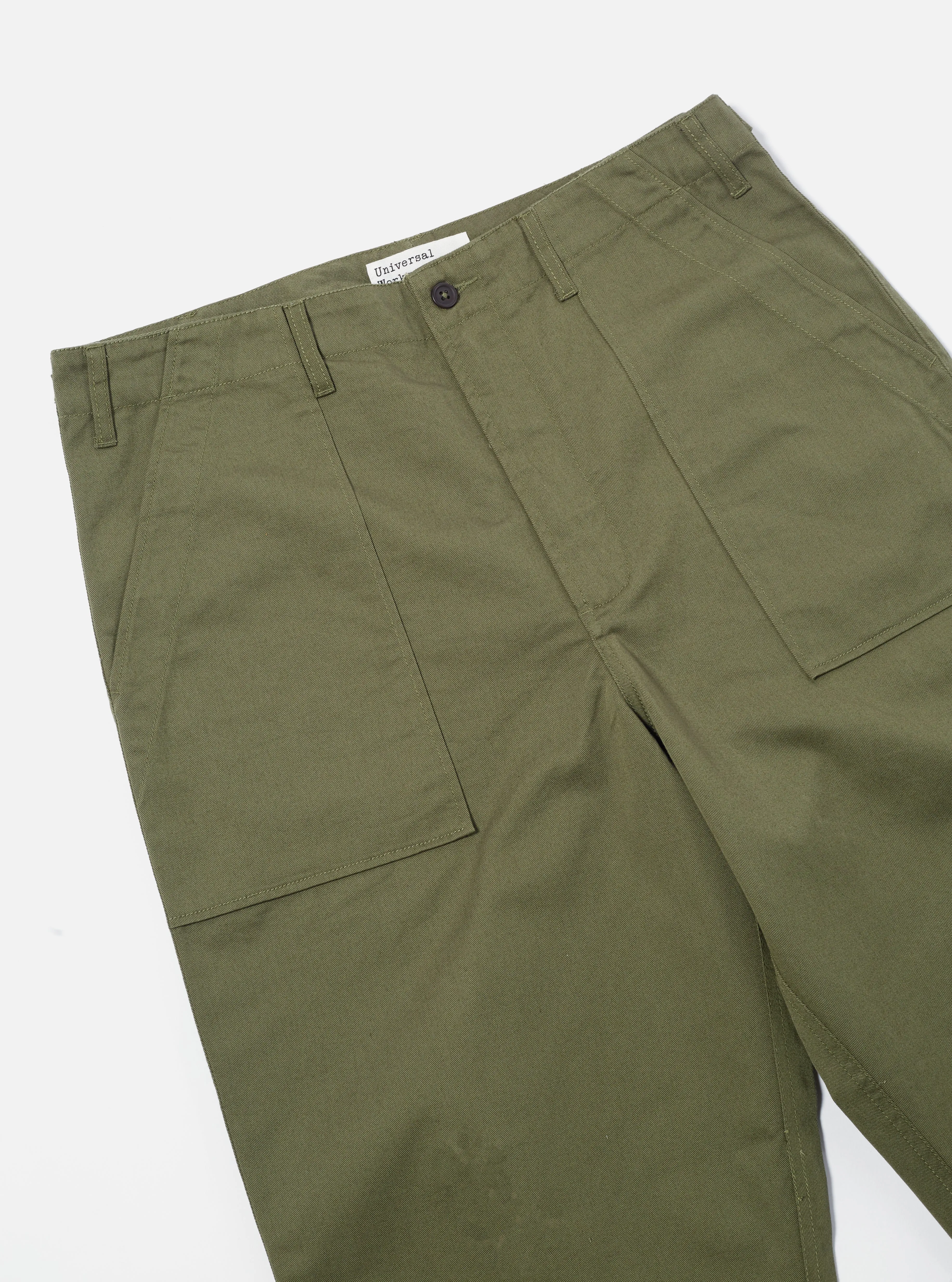 Universal Works Fatigue Pant in Light Olive Twill