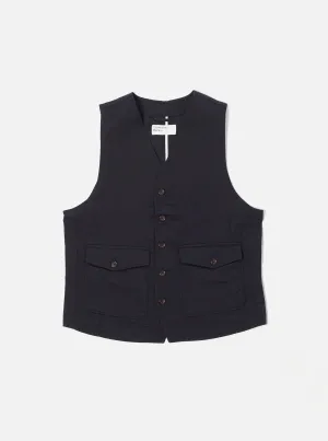 Universal Works Field Waistcoat in Black Twill