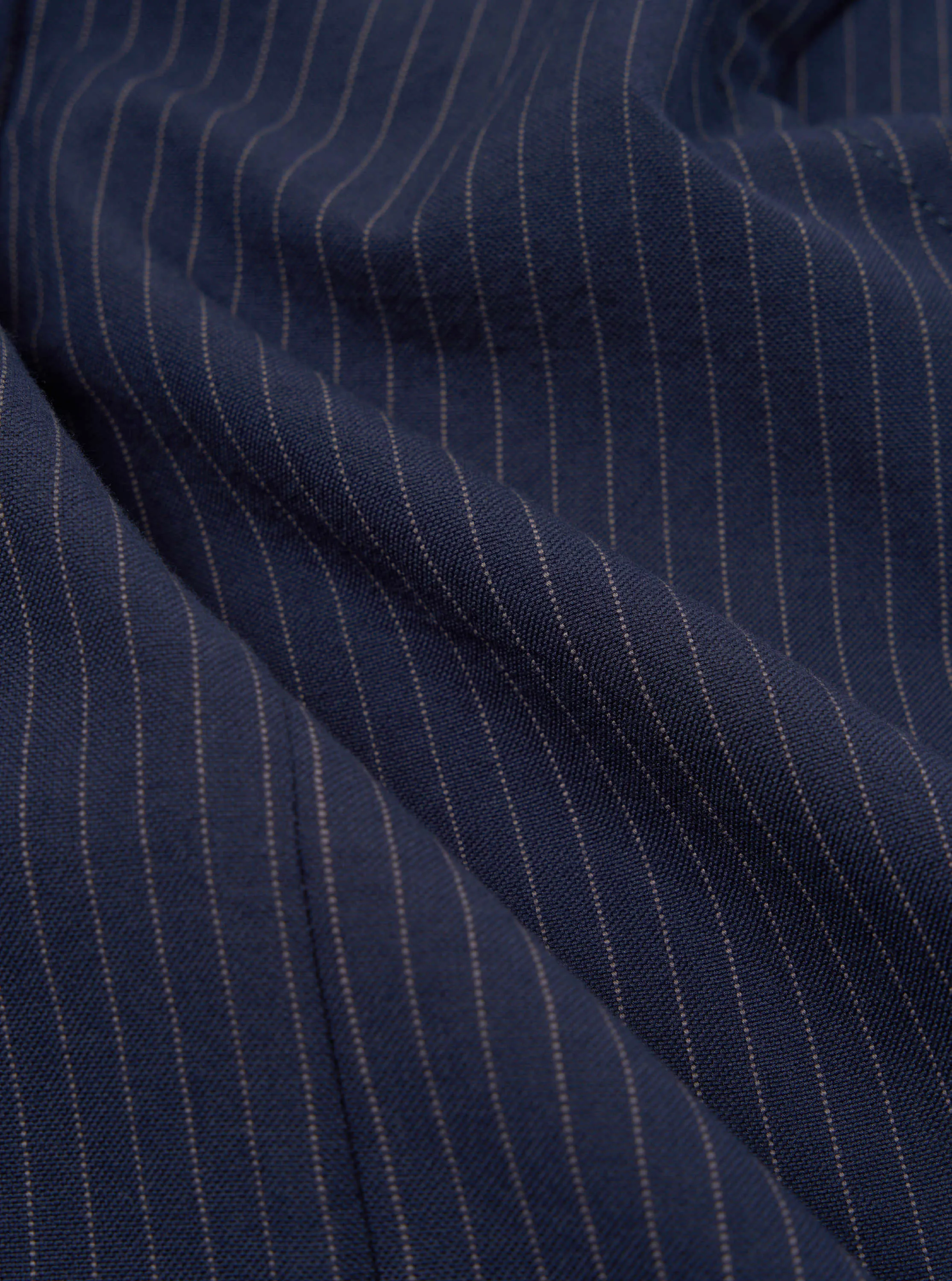 Universal Works Field Waistcoat in Navy Cotton Pinstripe