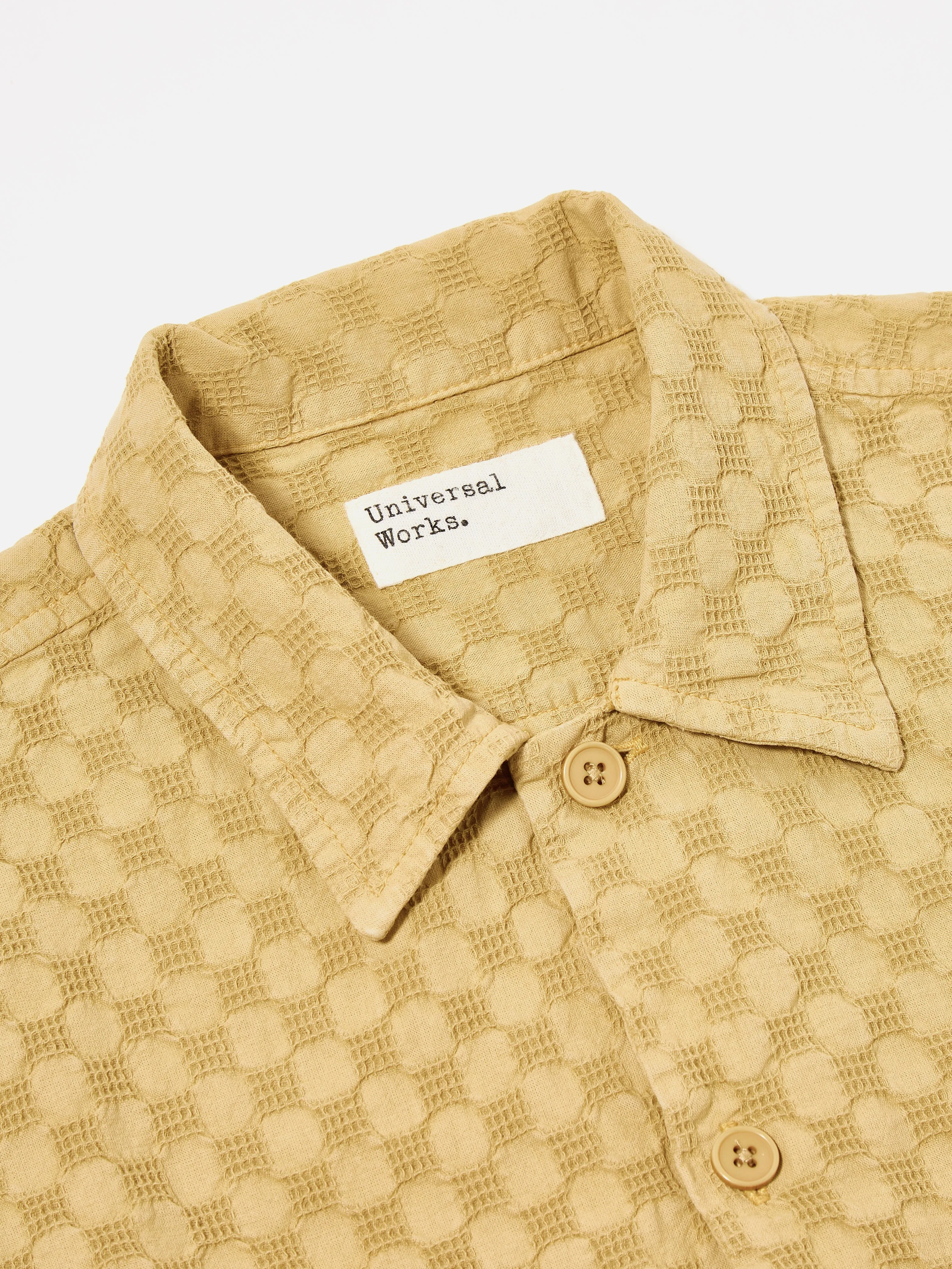 Universal Works Island Shirt in Camel Dot Waffle