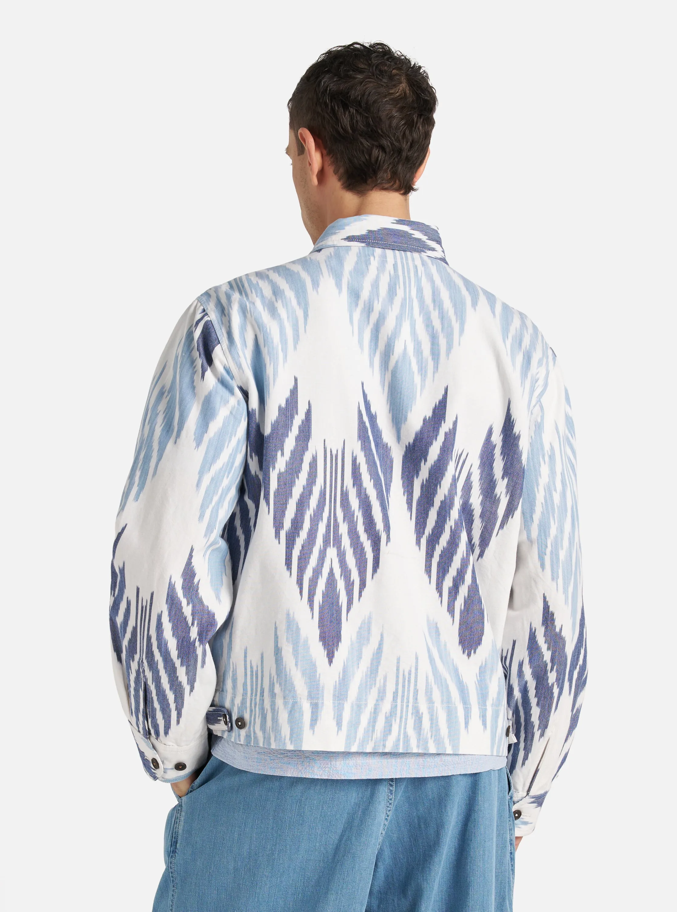 Universal Works James Jacket in Blue Peacock Ikat