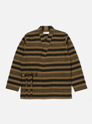 Universal Works Kyoto Work Jacket in Khaki Blanket Stripe