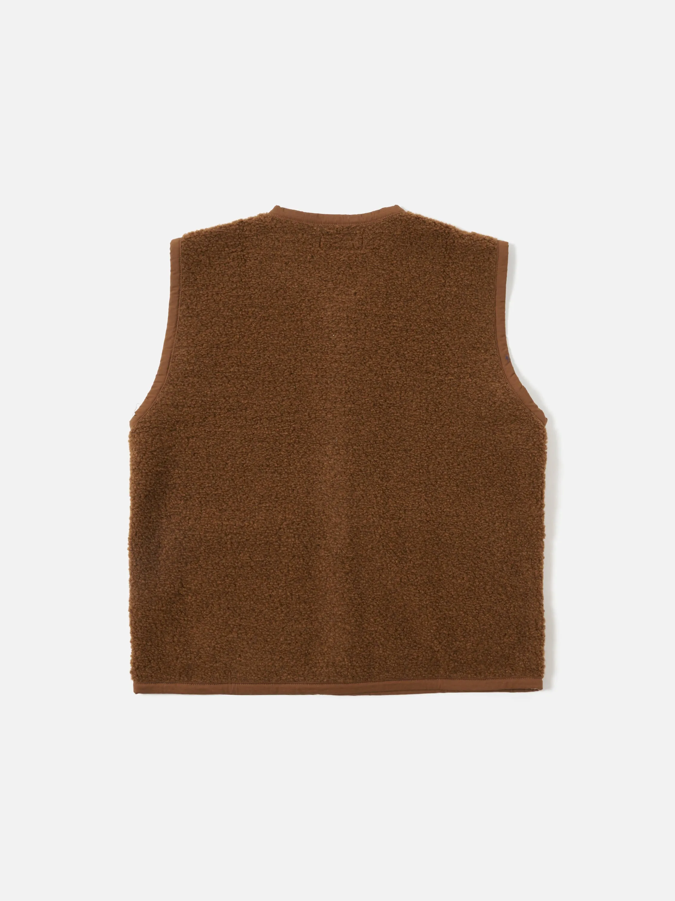 Universal Works Lancaster Gilet in Brown Alvar Fleece