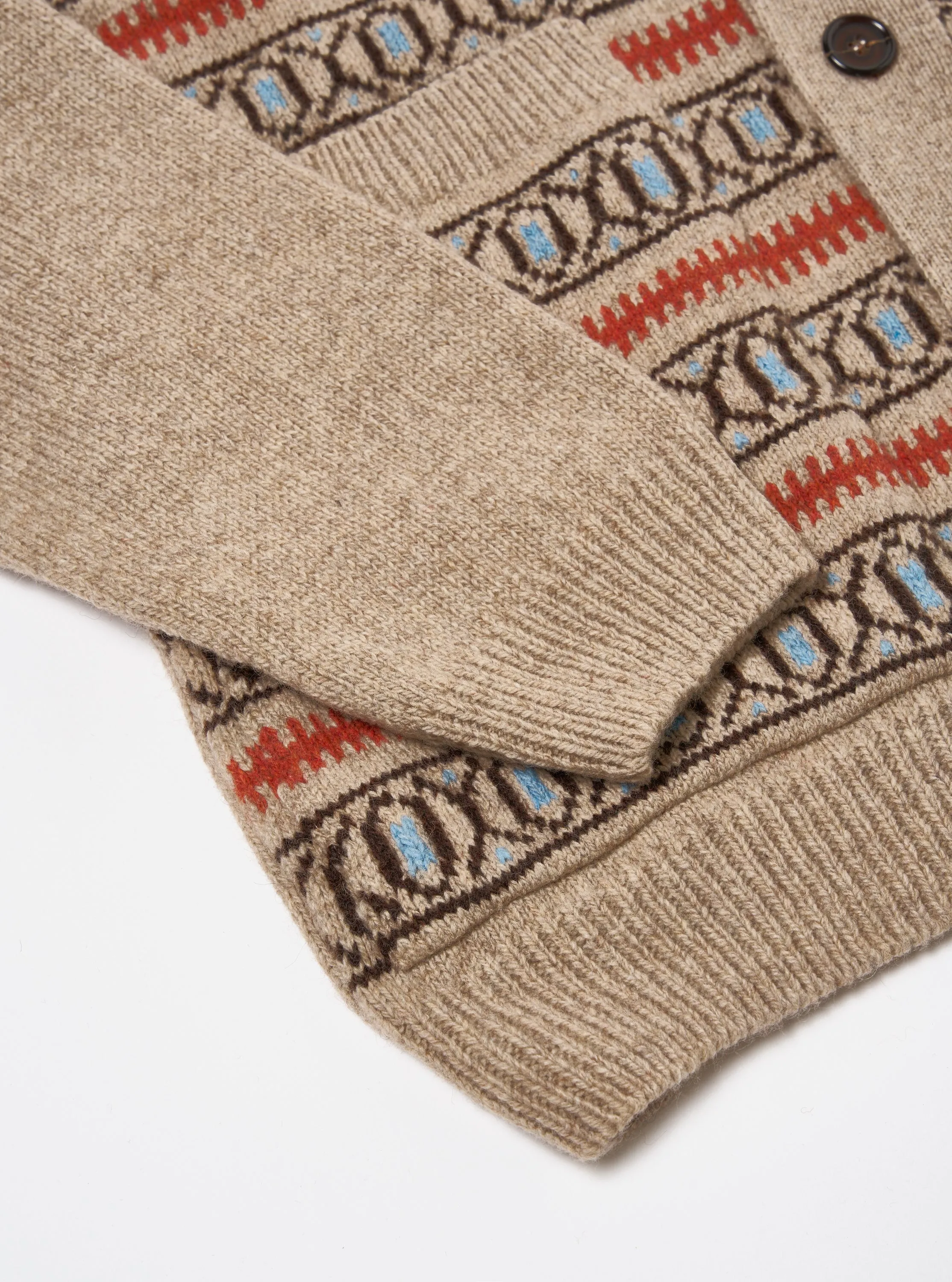 Universal Works Langdale Cardigan in Oatmeal Eco Wool