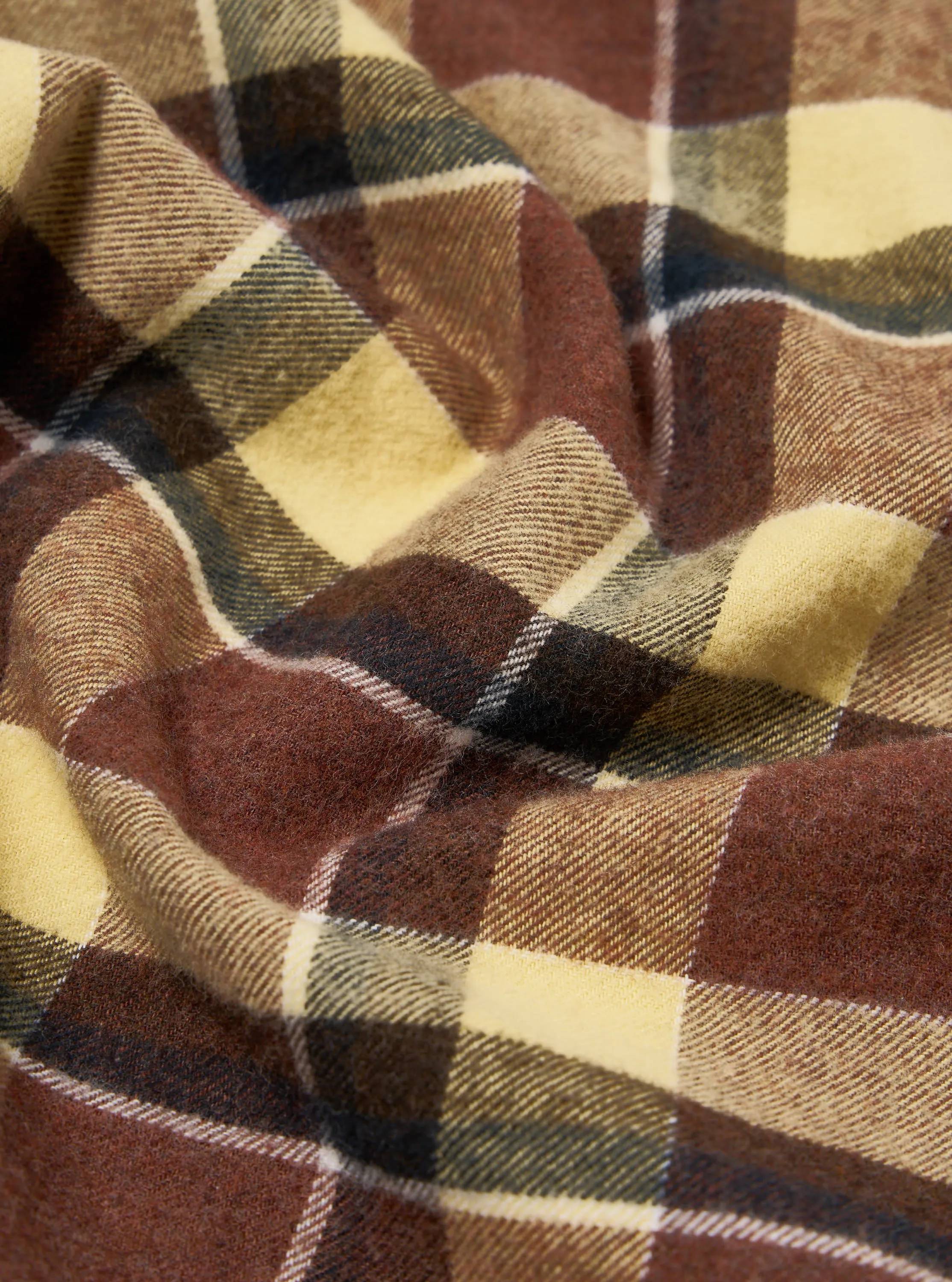 Universal Works Lazy Day Shirt in Yellow/Brown Brushed Twill Check