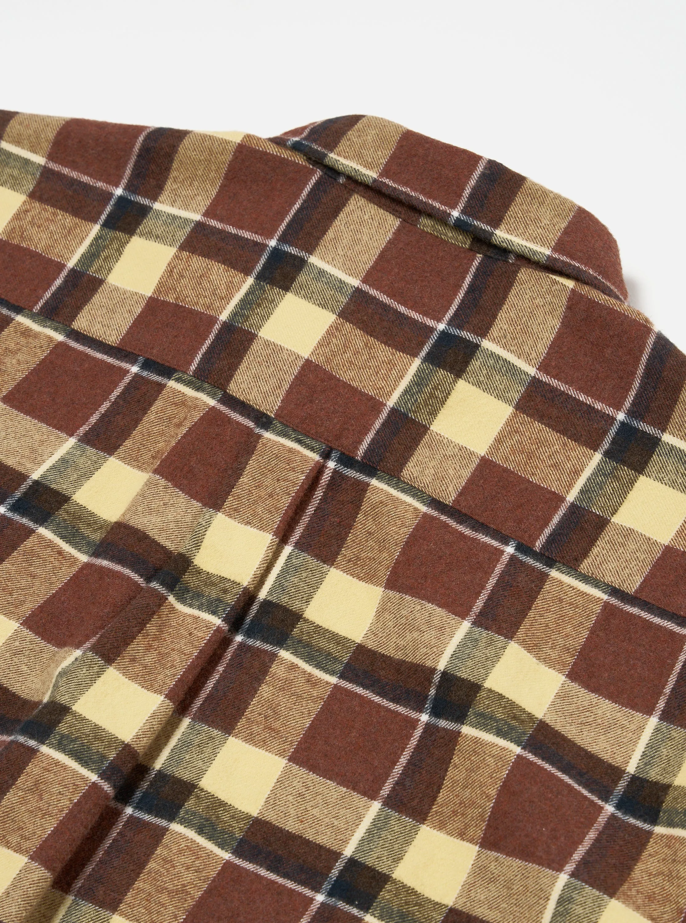 Universal Works Lazy Day Shirt in Yellow/Brown Brushed Twill Check
