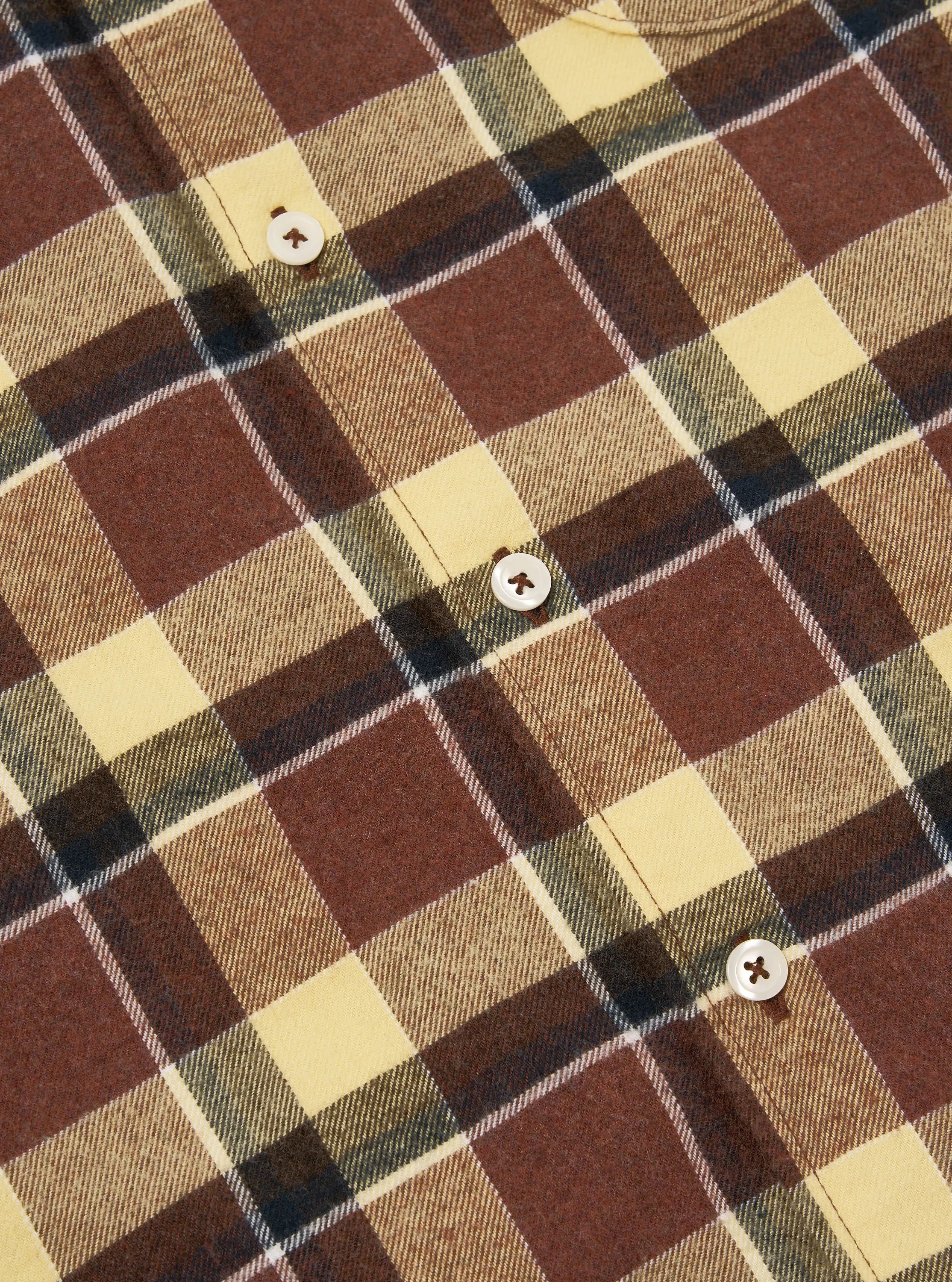 Universal Works Lazy Day Shirt in Yellow/Brown Brushed Twill Check