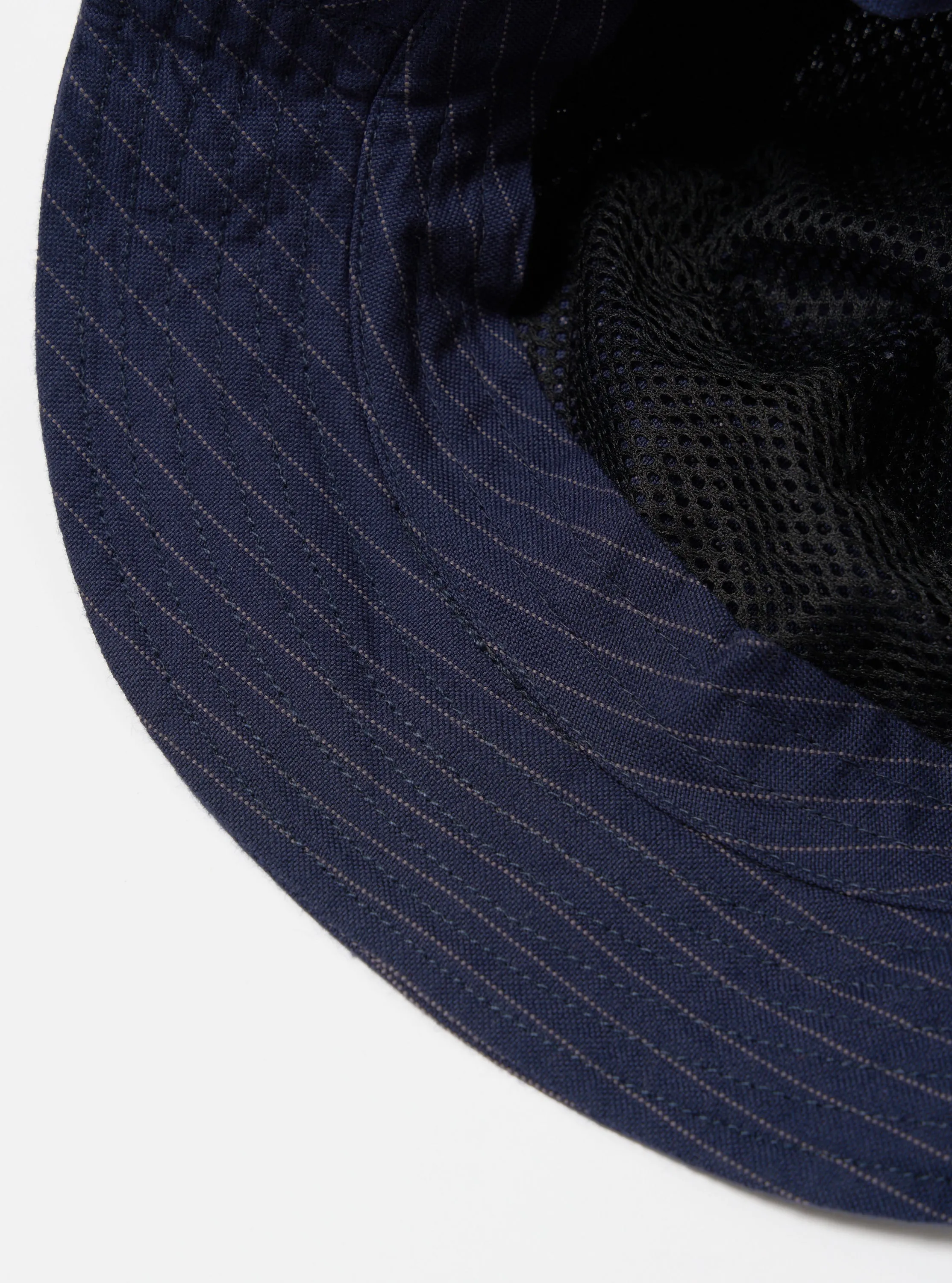 Universal Works Lewis Hat in Navy Cotton Pinstripe