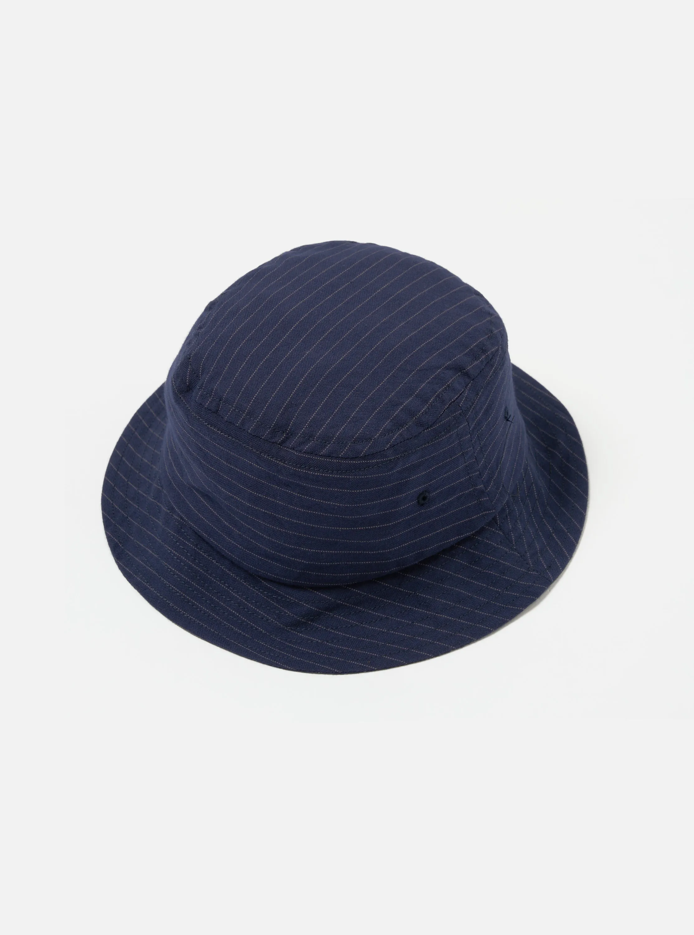 Universal Works Lewis Hat in Navy Cotton Pinstripe