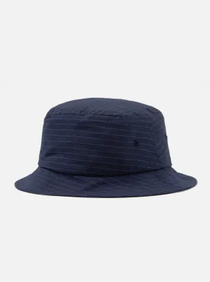 Universal Works Lewis Hat in Navy Cotton Pinstripe