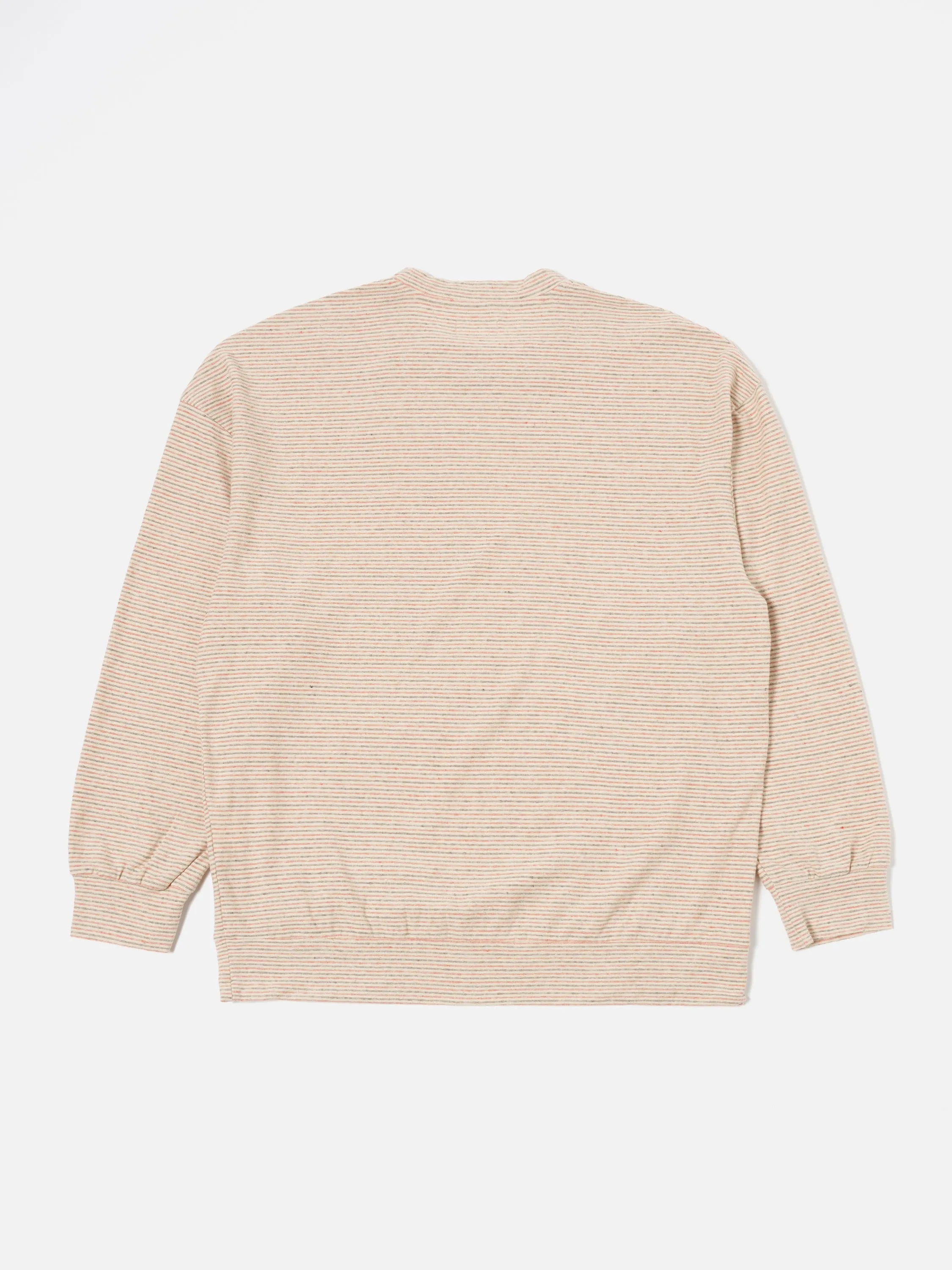 Universal Works Loose Sweatshirt in Ecru Stripe Lincot Stripe Jersey