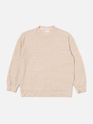 Universal Works Loose Sweatshirt in Ecru Stripe Lincot Stripe Jersey
