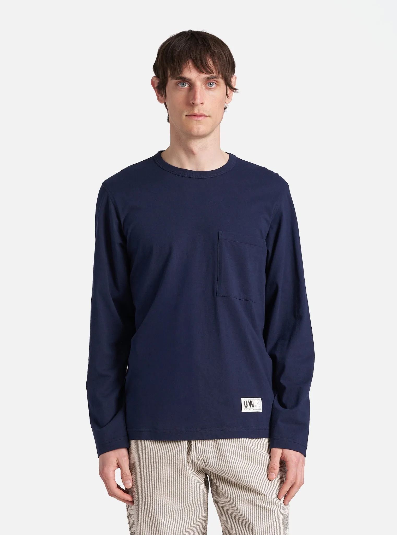 Universal Works L/S Tee in Navy Single Jersey