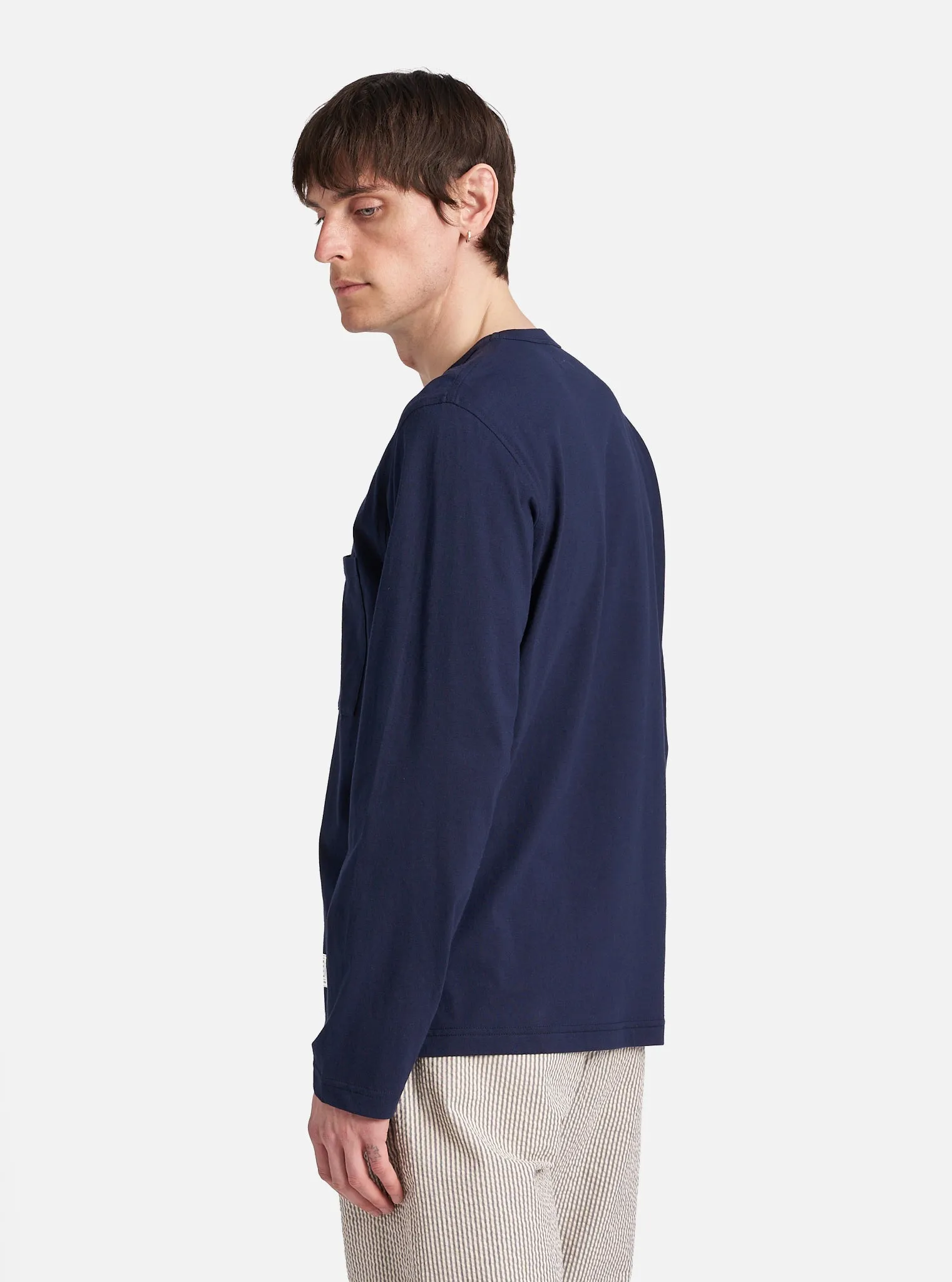 Universal Works L/S Tee in Navy Single Jersey