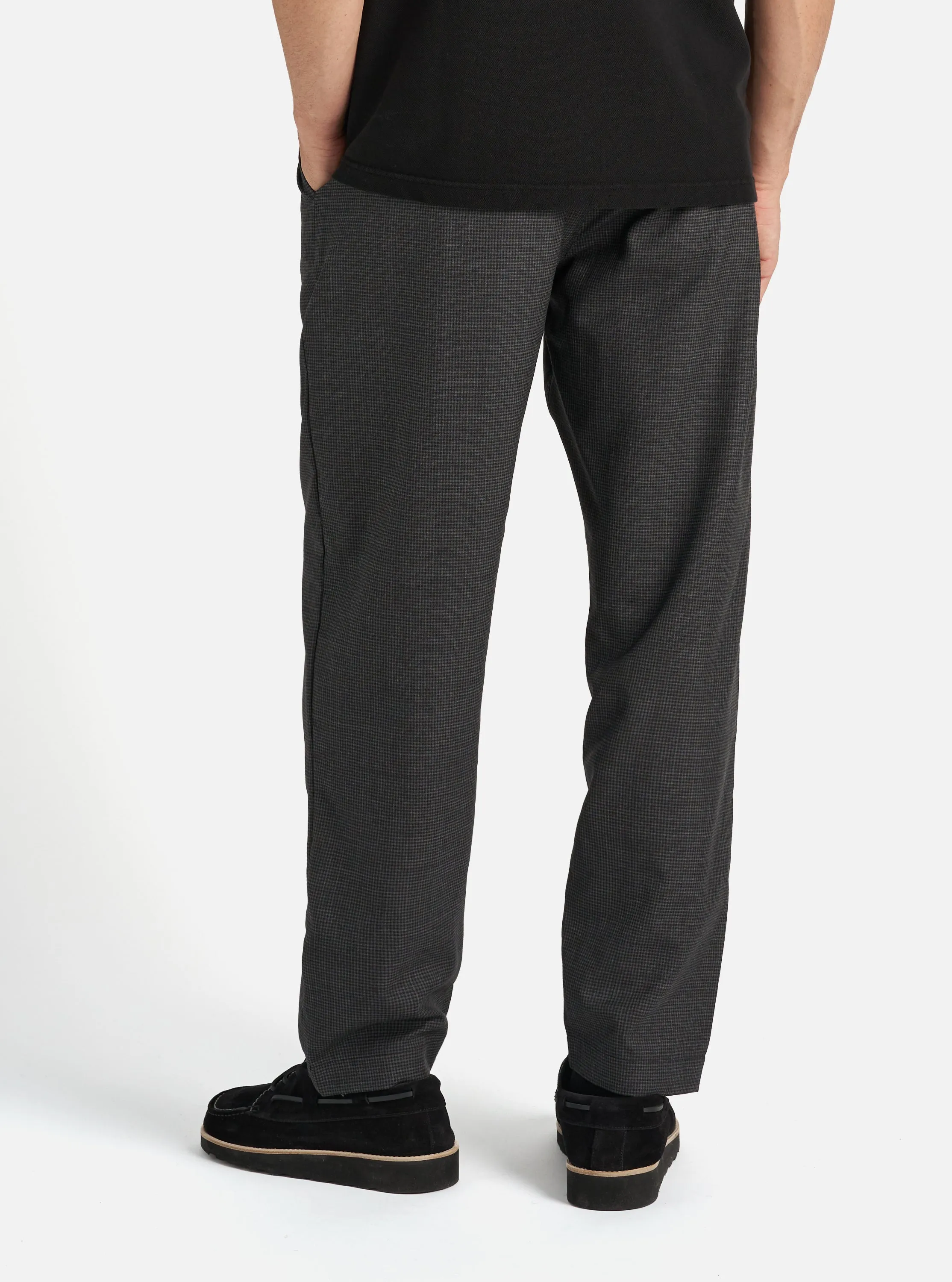 Universal Works Military Chino in Black Mini Check