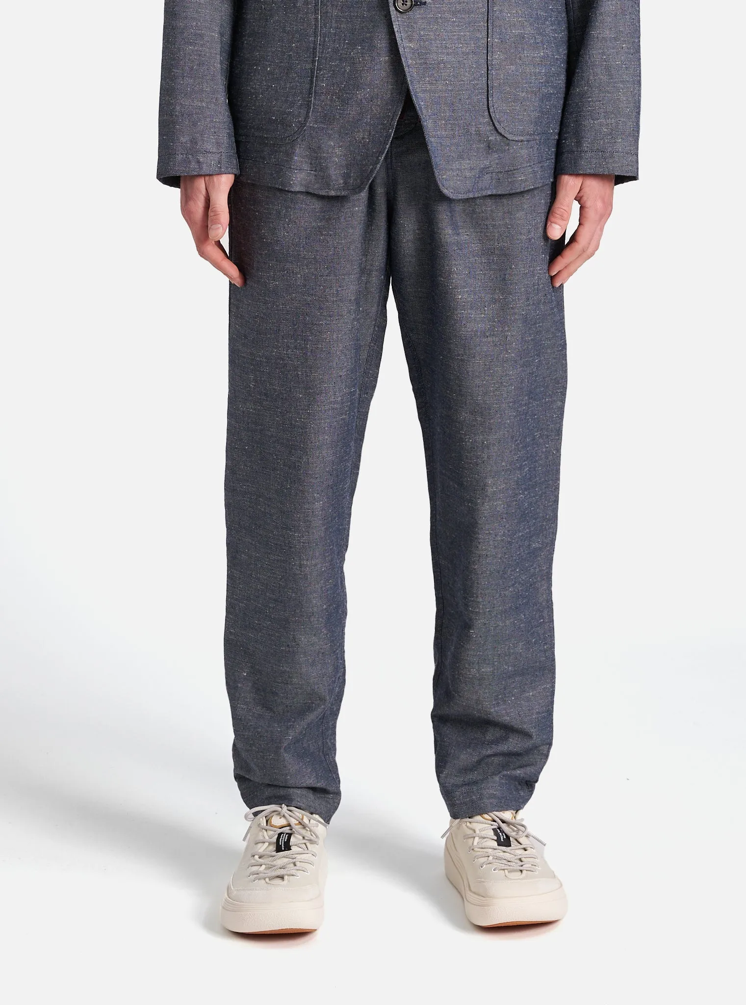 Universal Works Military Chino in Denim Lord Cotton Linen