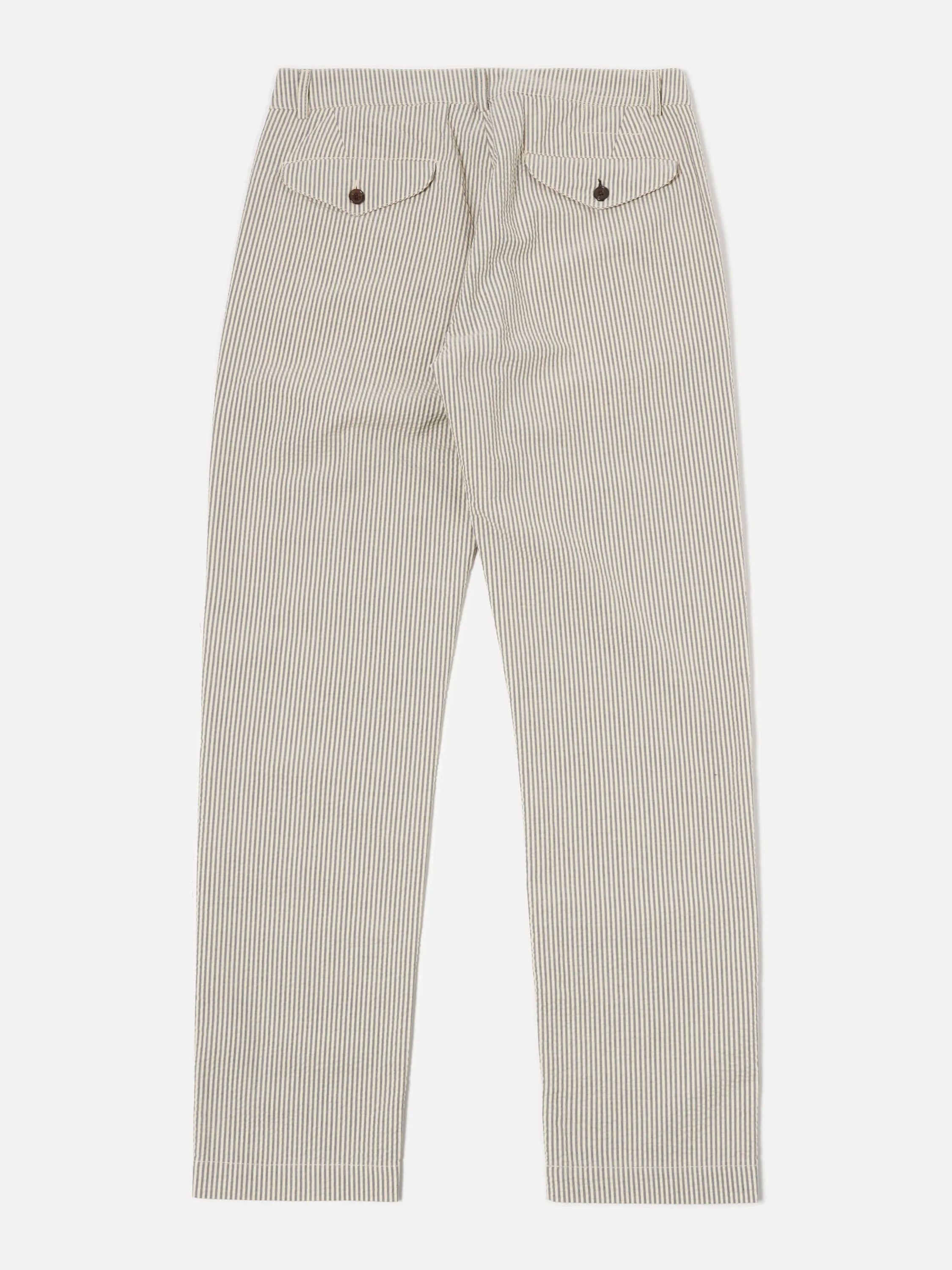Universal Works Military Chino in Grey Derby Stripe
